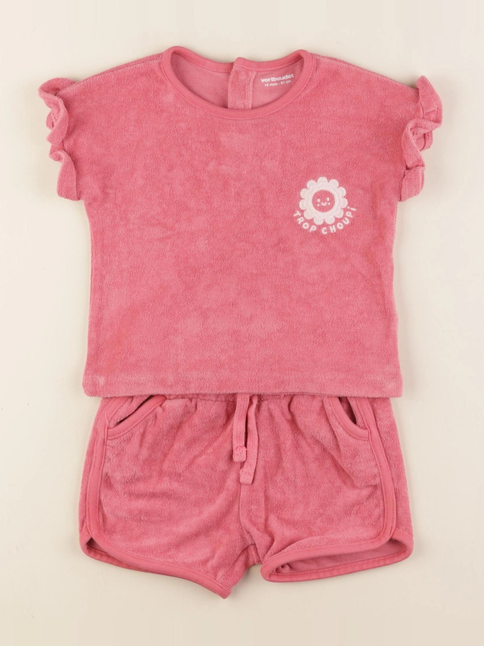 Vertbaudet - ensemble rose - 18 mois