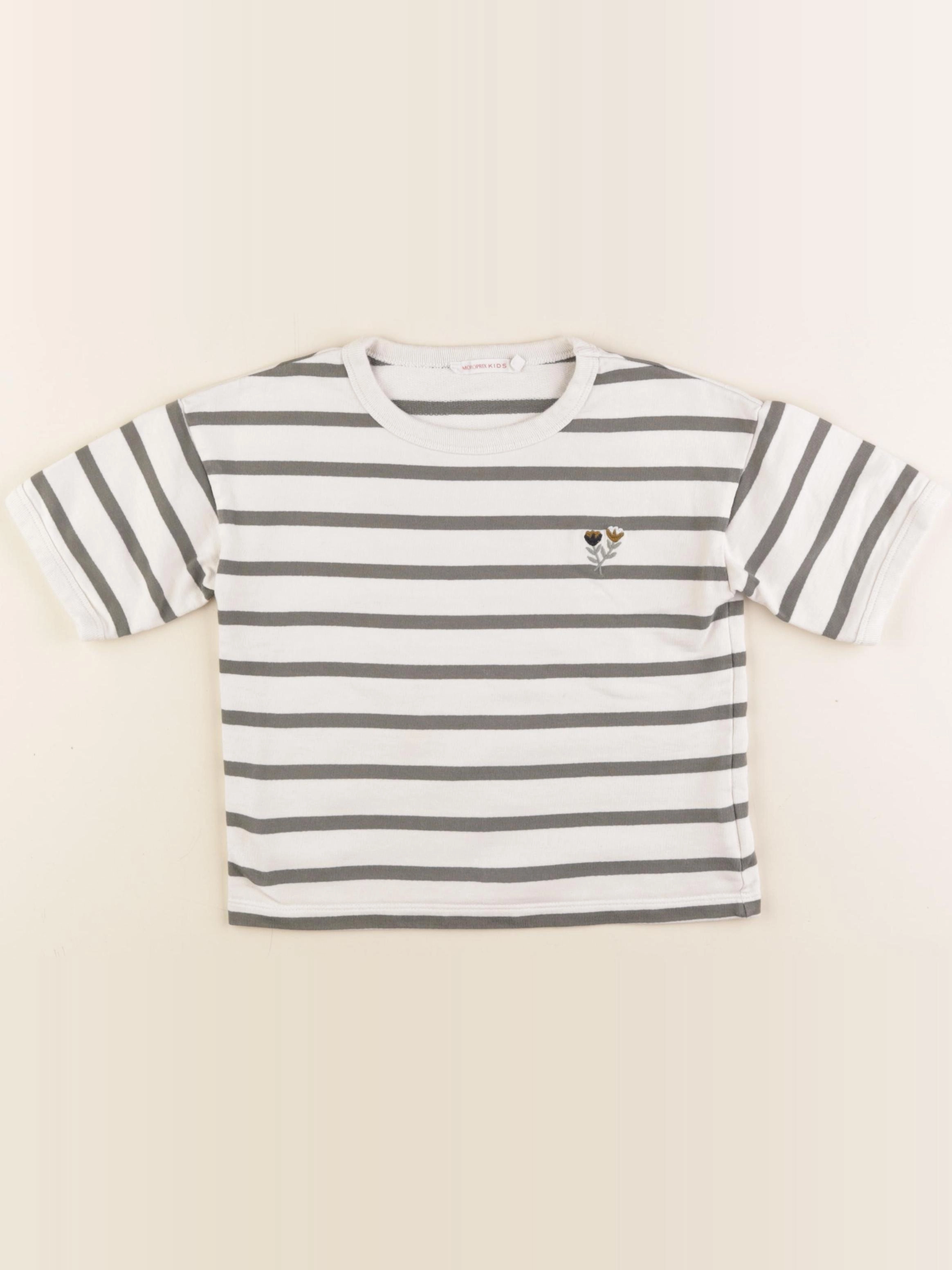 Monoprix - tee-shirt blanc, vert - 5 ans