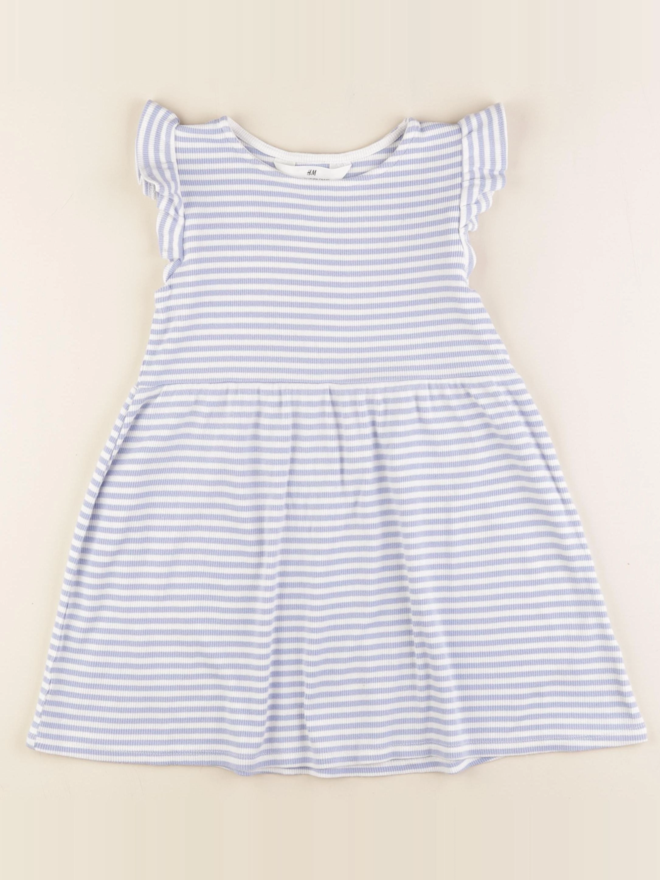 H&M - robe bleu, blanc - 4/6 ans