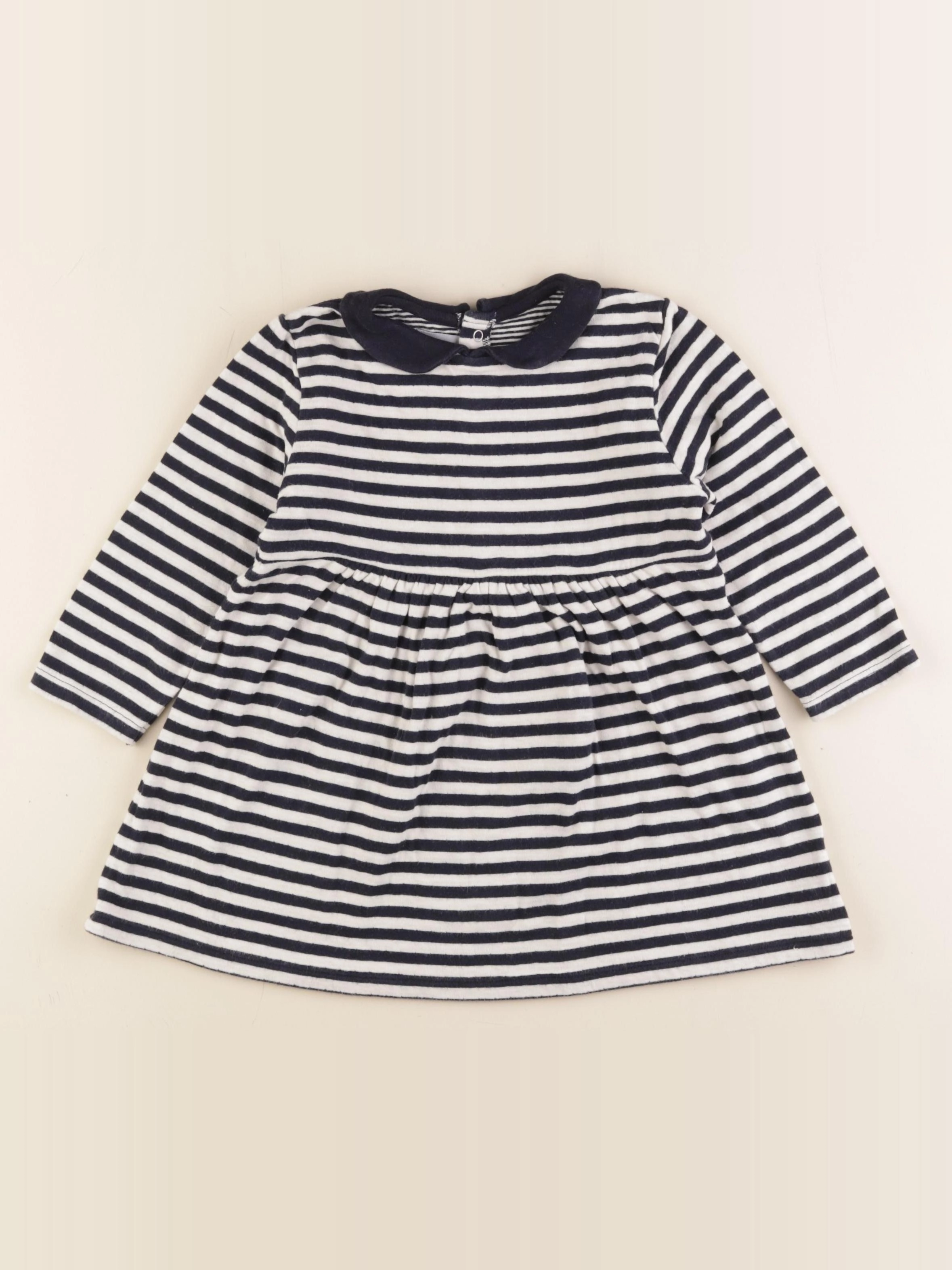 Petit Bateau - robe blanc, bleu - 24 mois