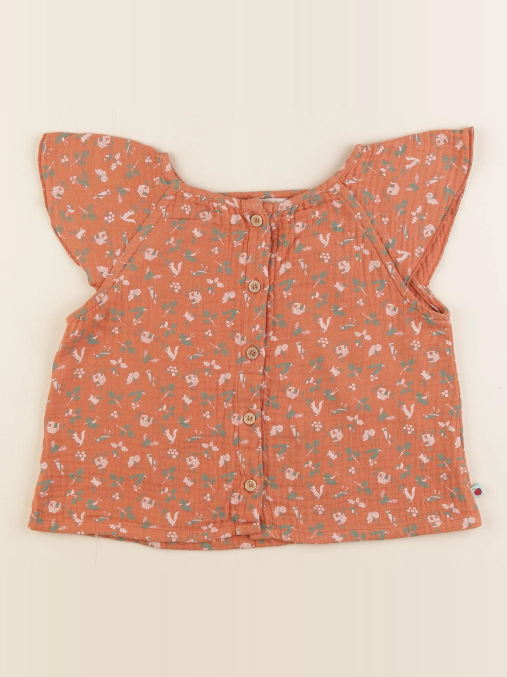 Moulin Roty - blouse marron, vert - 24 mois