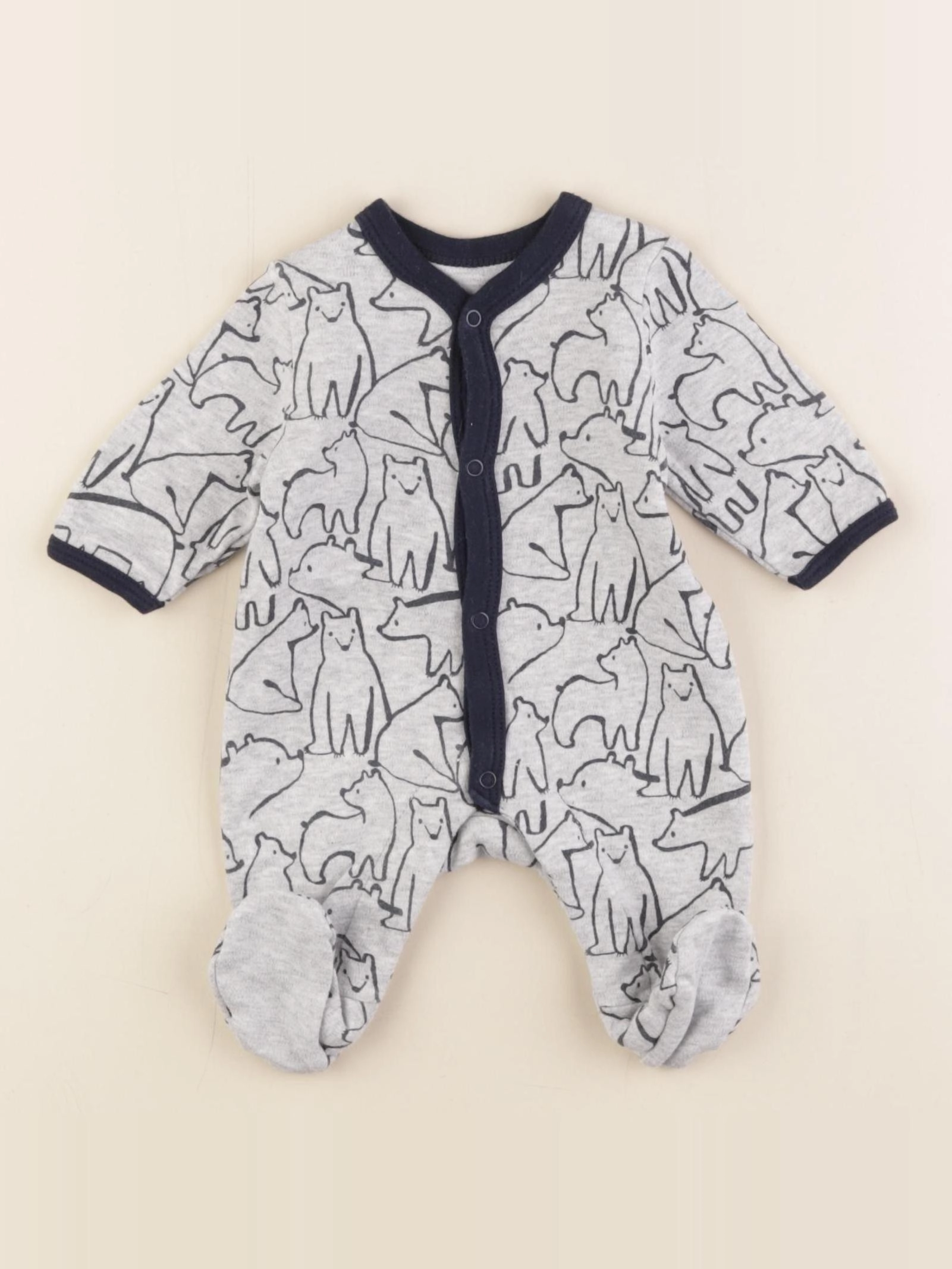 La Redoute - pyjama coton gris, bleu - 0 mois