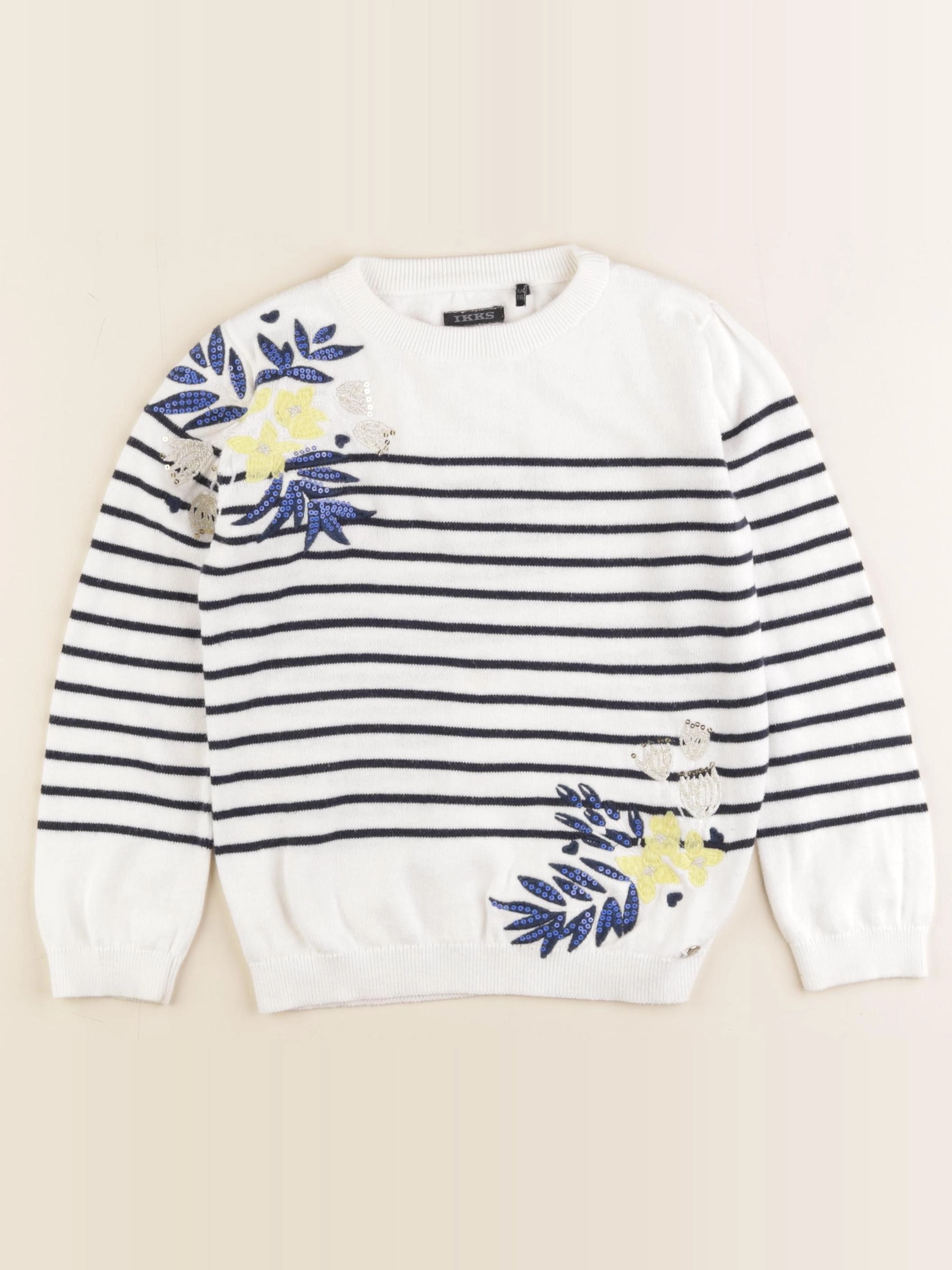 IKKS - pull blanc, bleu - 6 ans