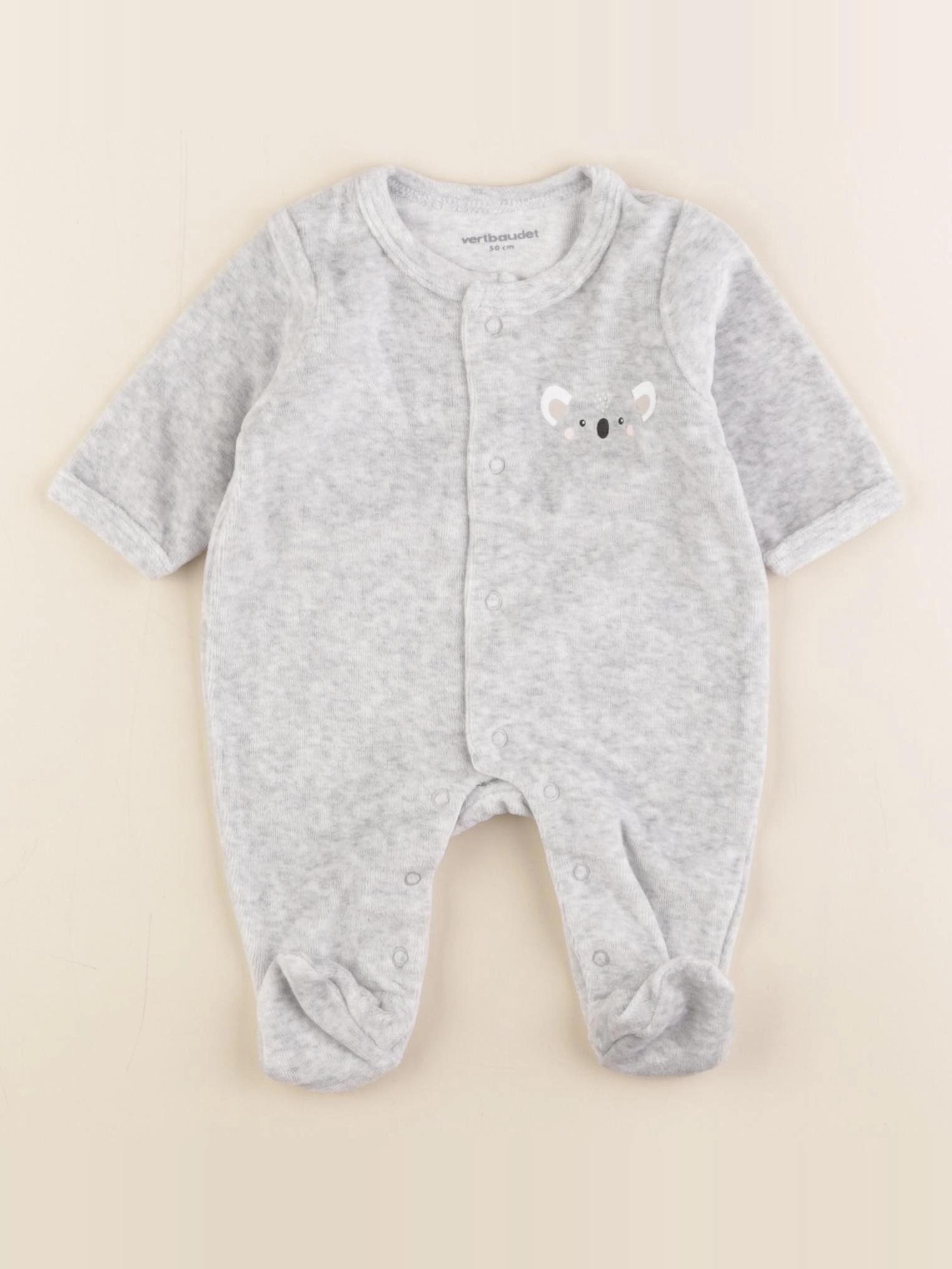 Vertbaudet - pyjama velours gris - 0 mois