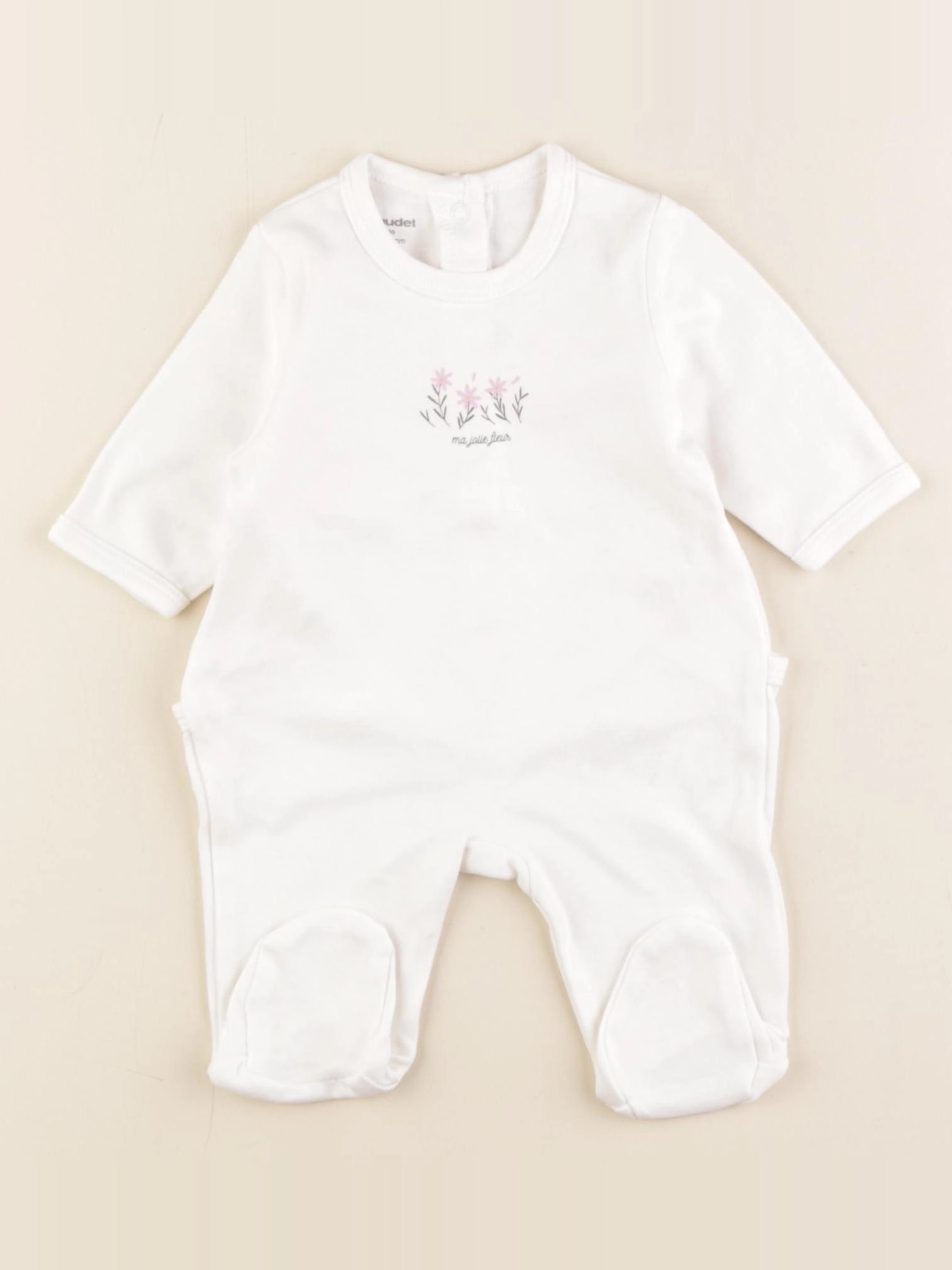 Vertbaudet - pyjama coton blanc - 1 mois