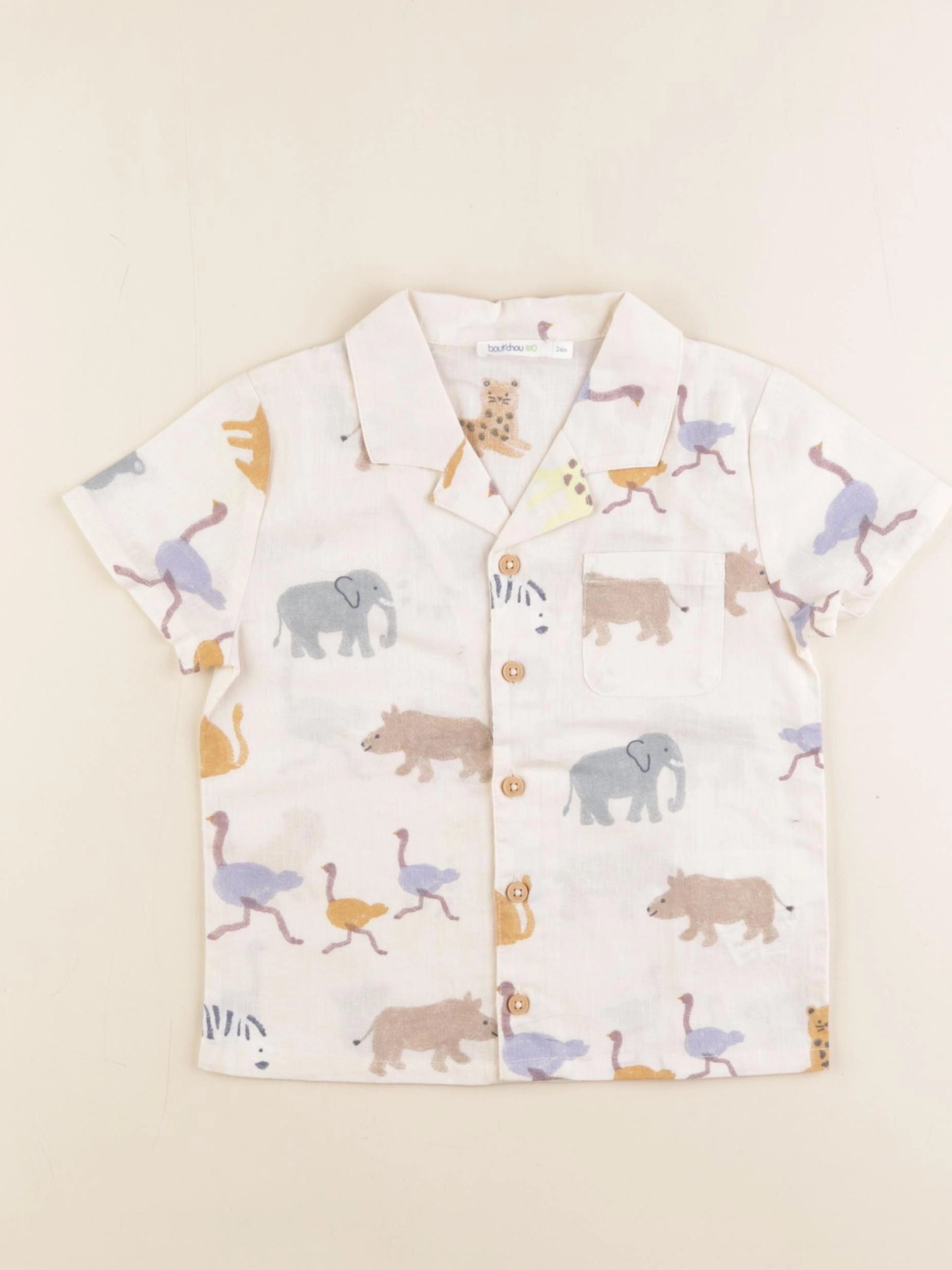 Boutchou - chemise bleu, marron, blanc - 24 mois