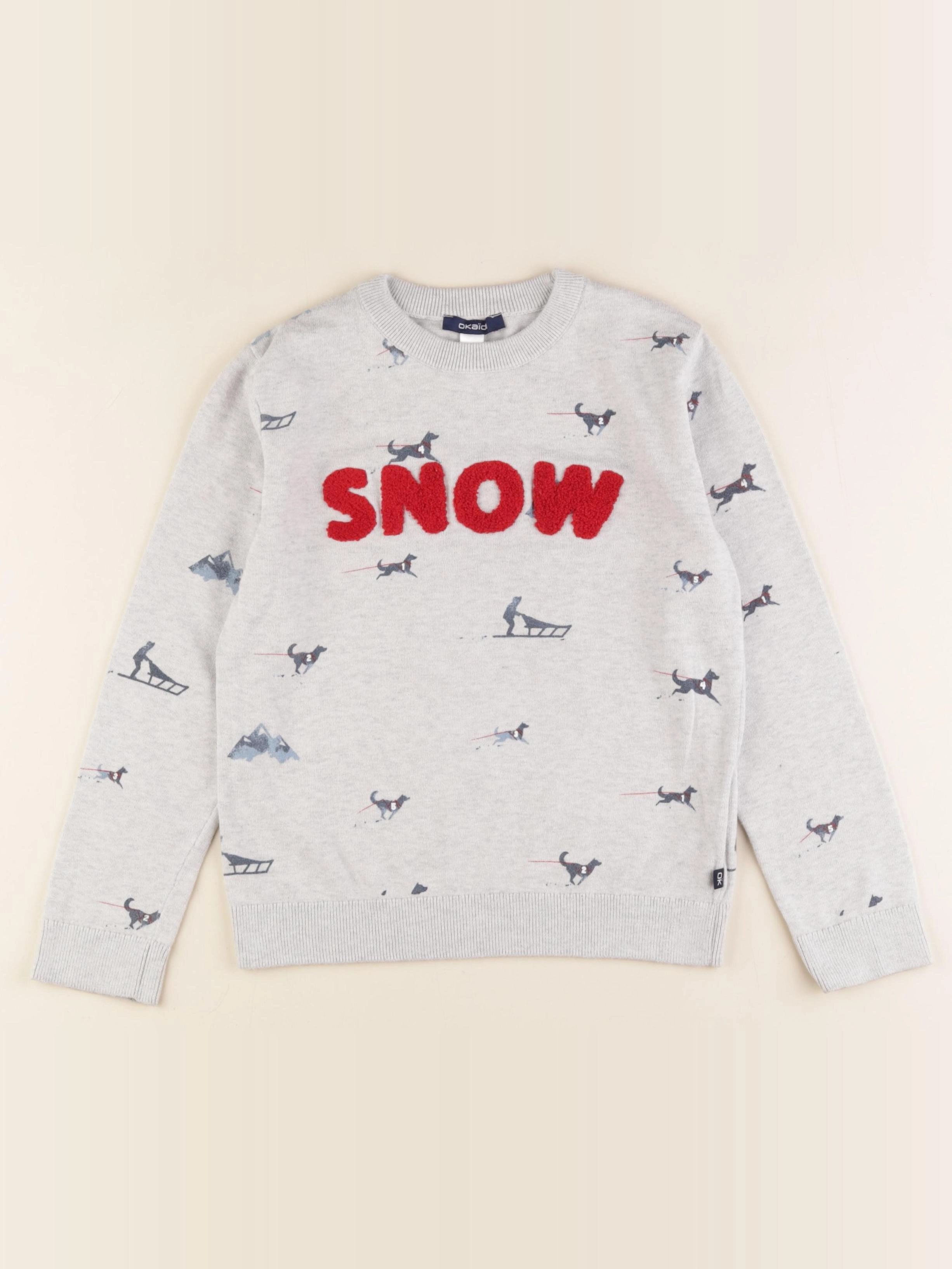 Okaidi - pull gris - 8 ans