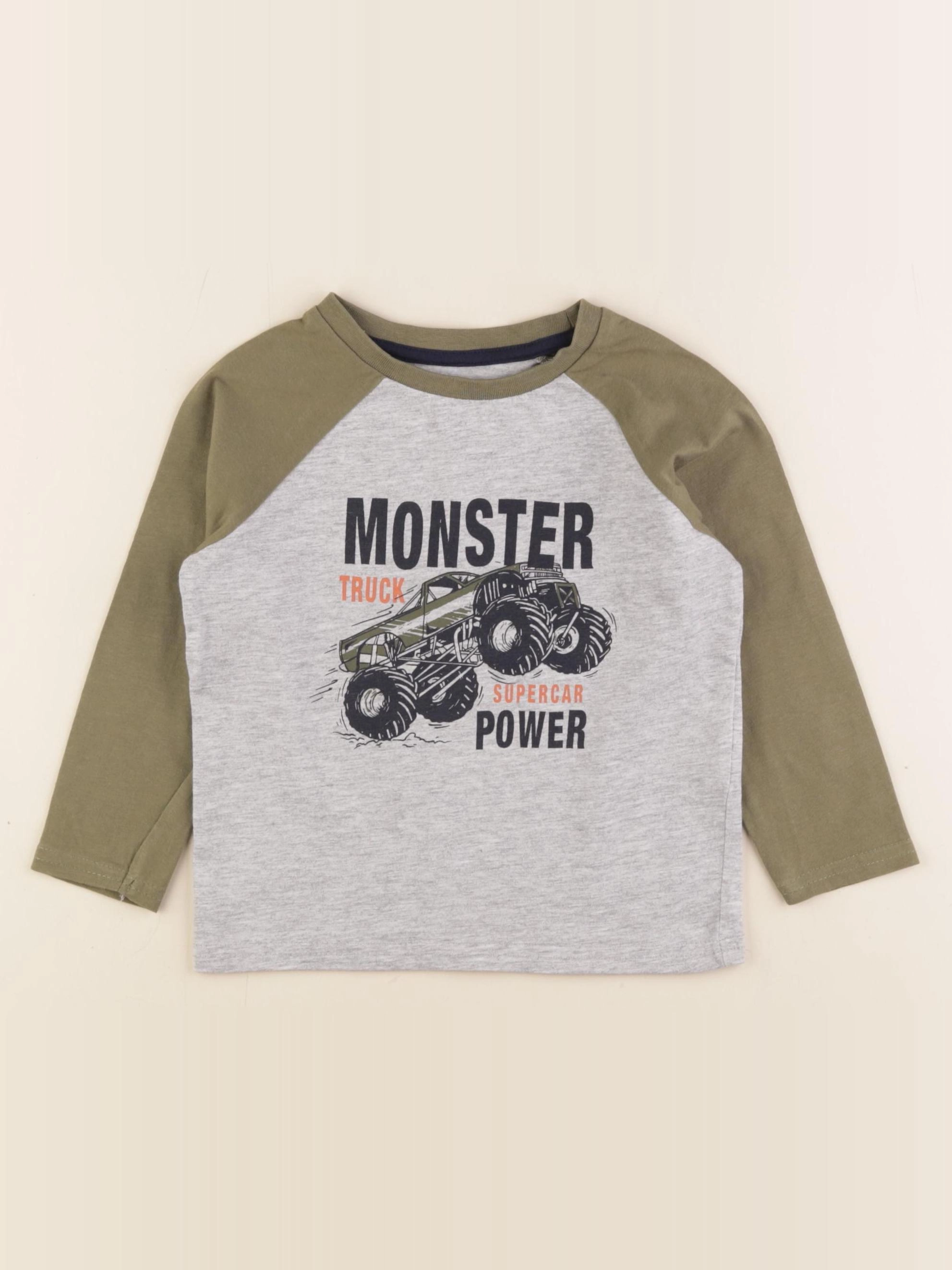 Vertbaudet - tee-shirt gris, vert - 3 ans