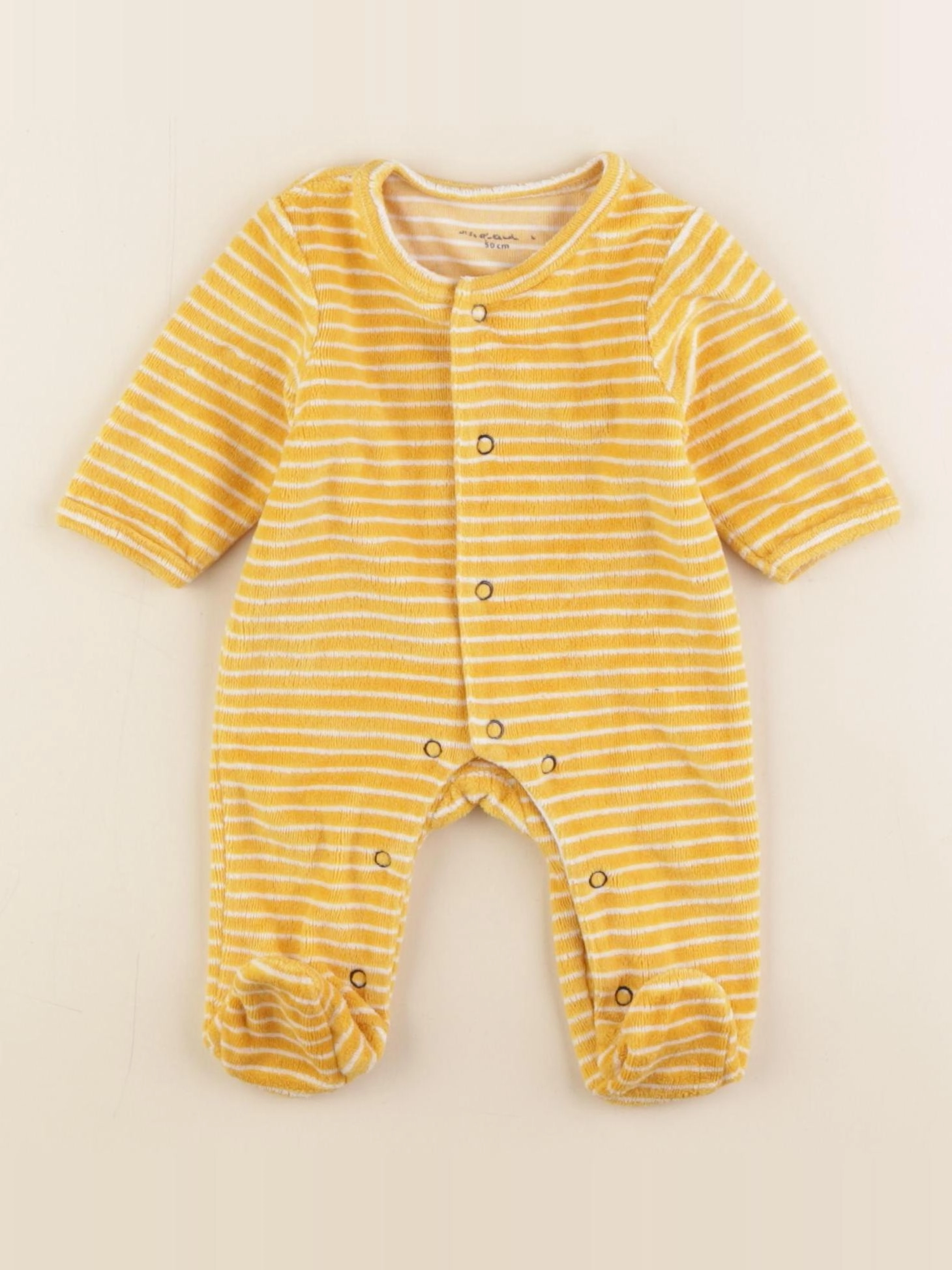 Vertbaudet - pyjama velours jaune - 0 mois