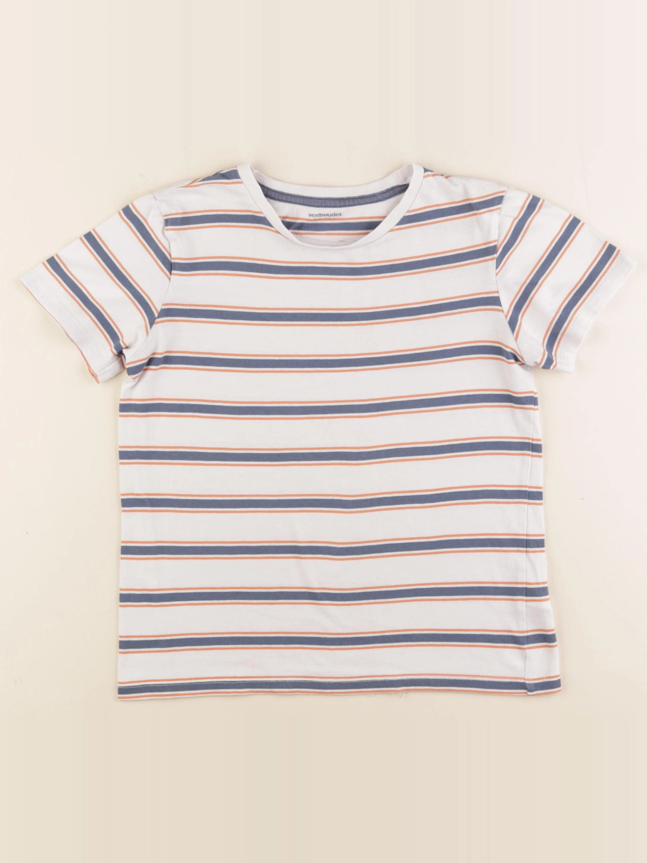 Vertbaudet - tee-shirt blanc, bleu - 8 ans