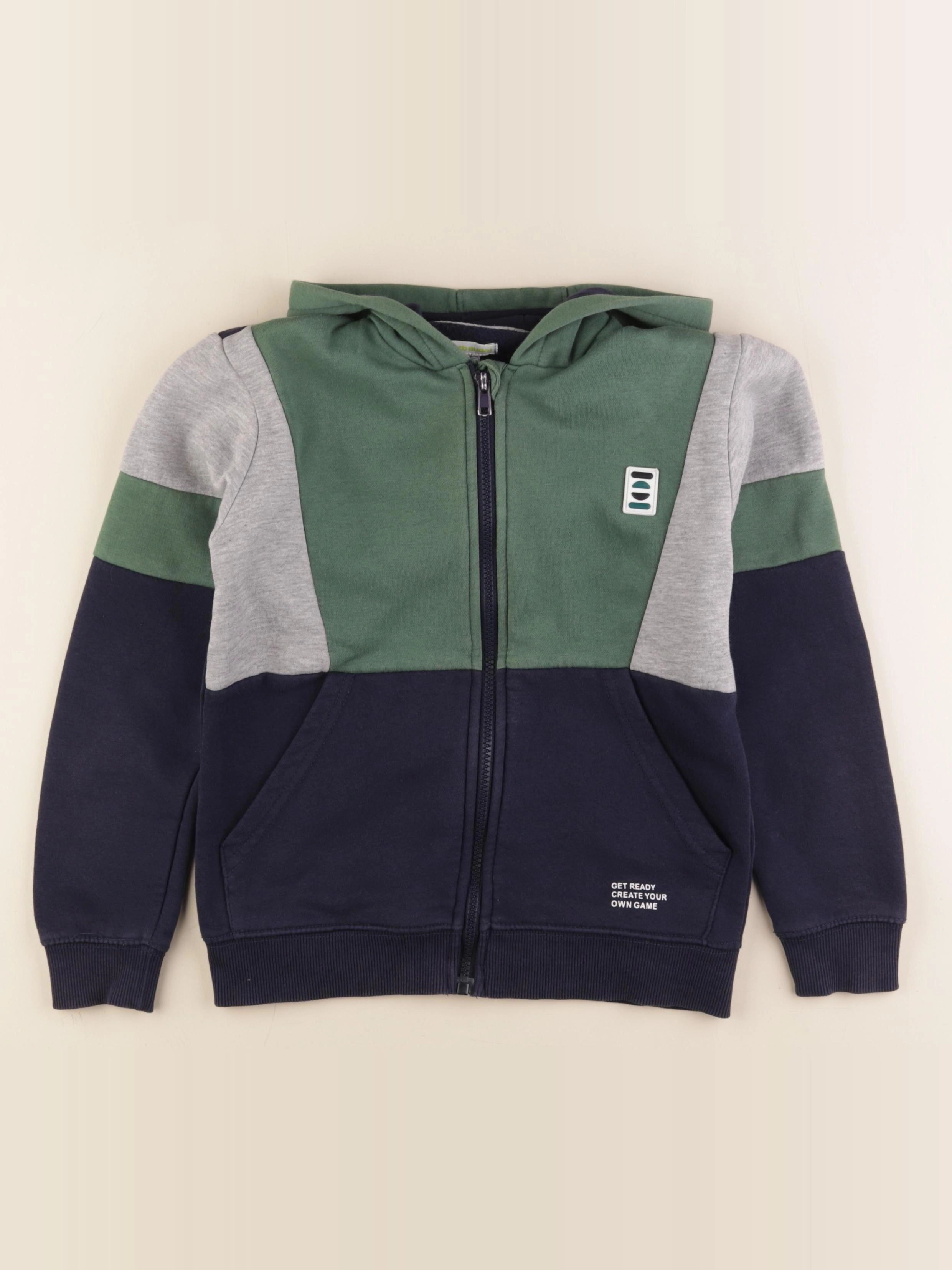 Vertbaudet - sweat vert, bleu - 10 ans