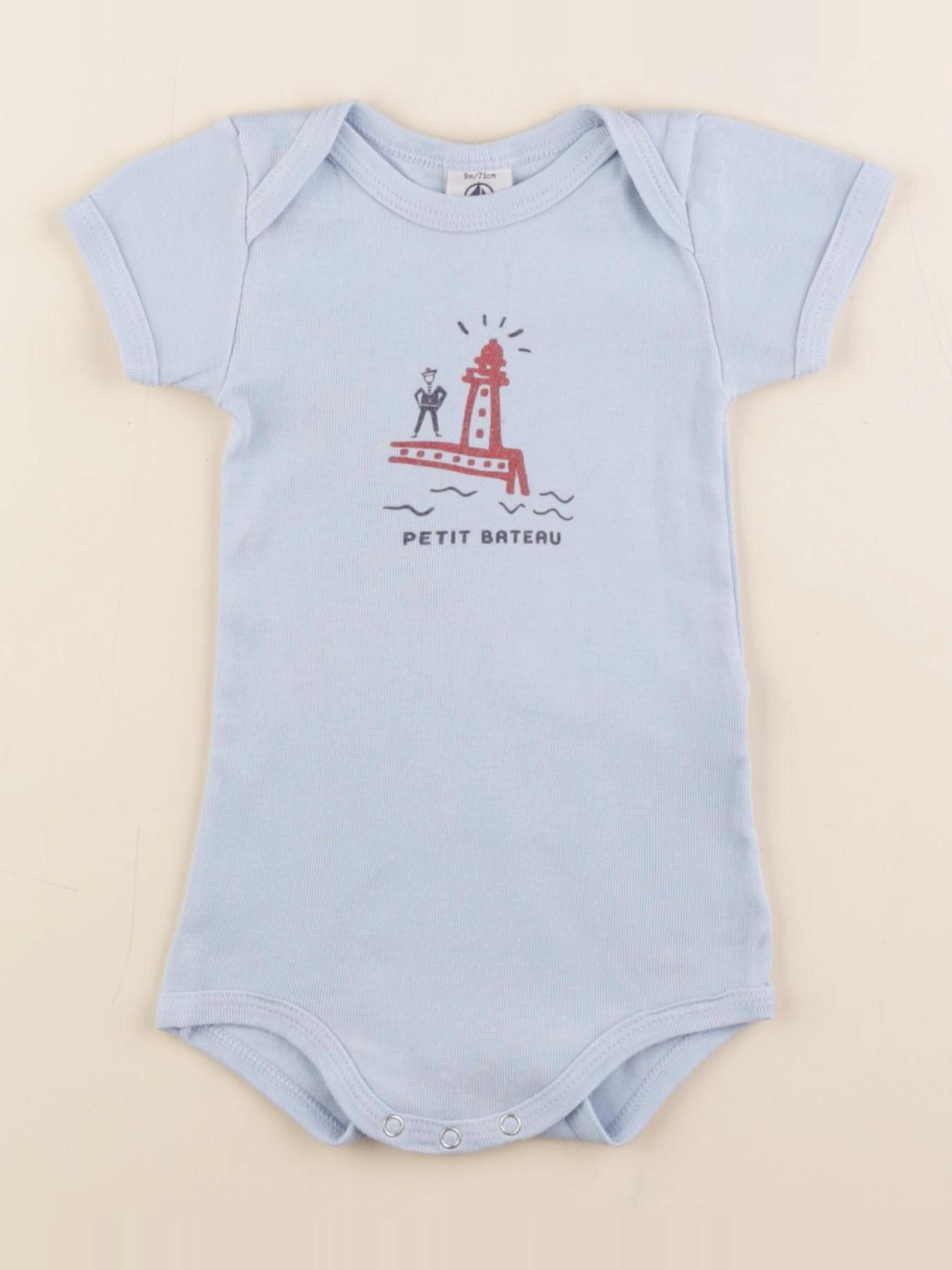 Petit Bateau - body bleu - 9 mois