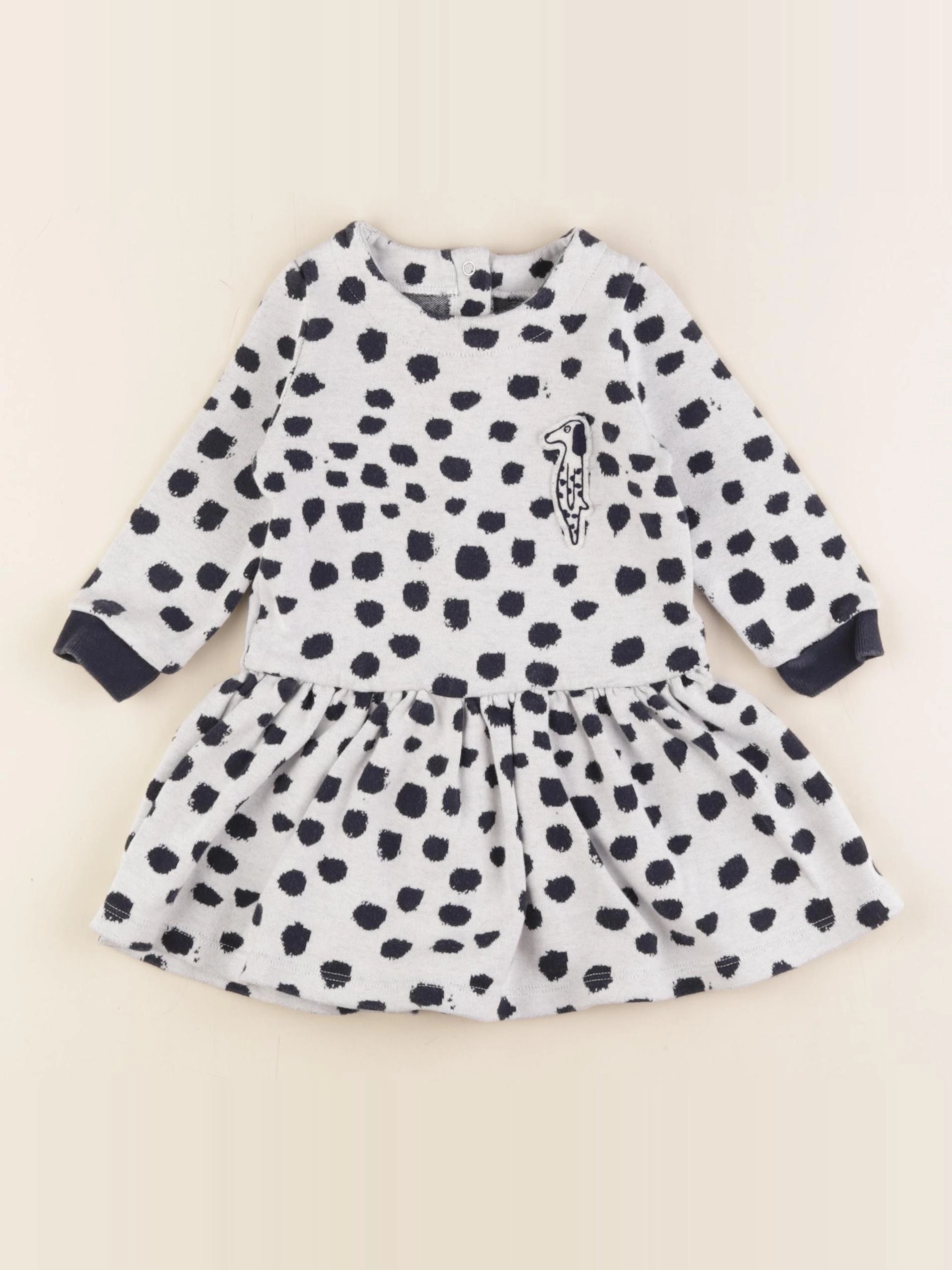 Petit Bateau - robe bleu, blanc - 12 mois