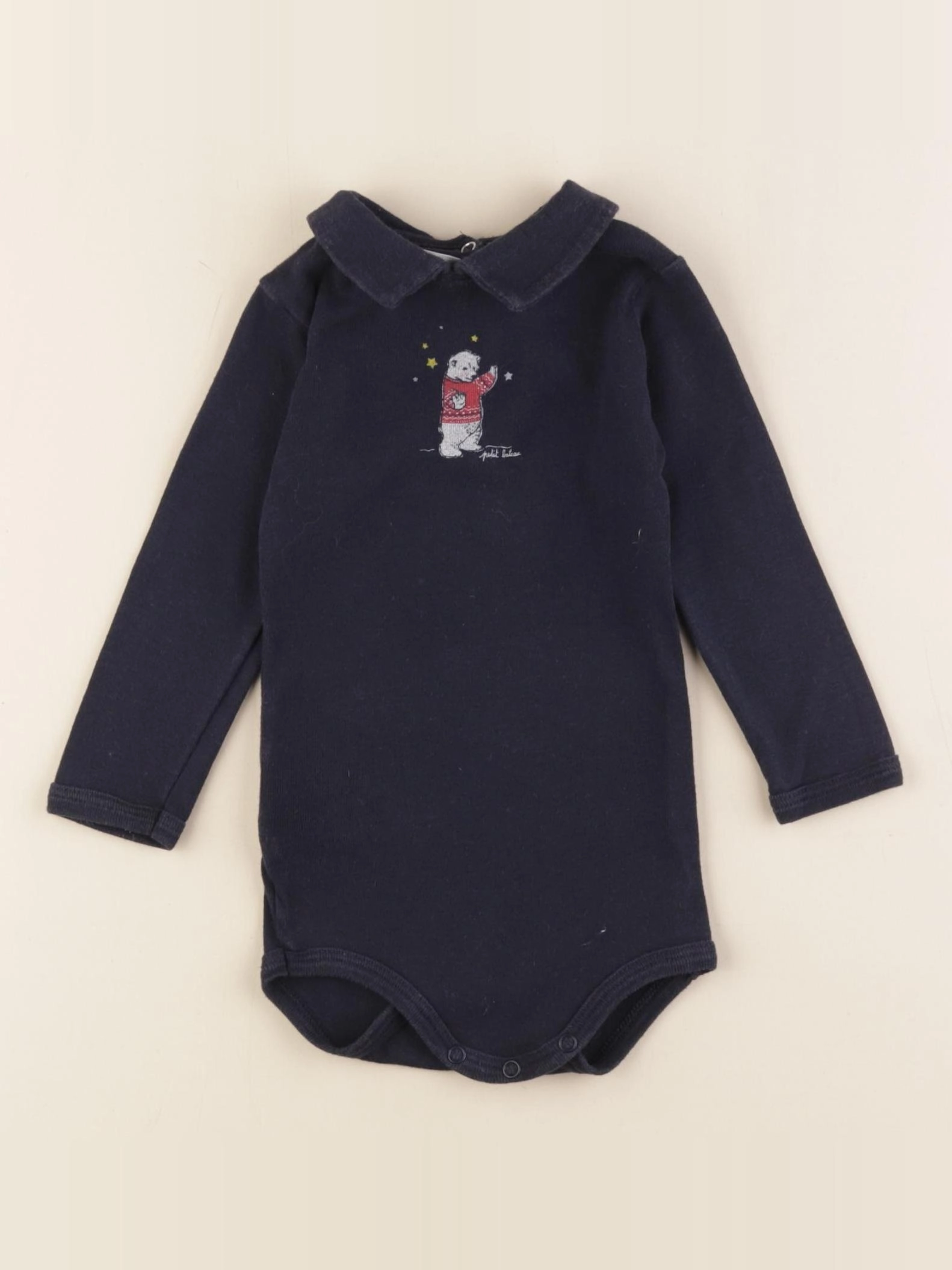 Petit Bateau - body à col bleu - 6 mois