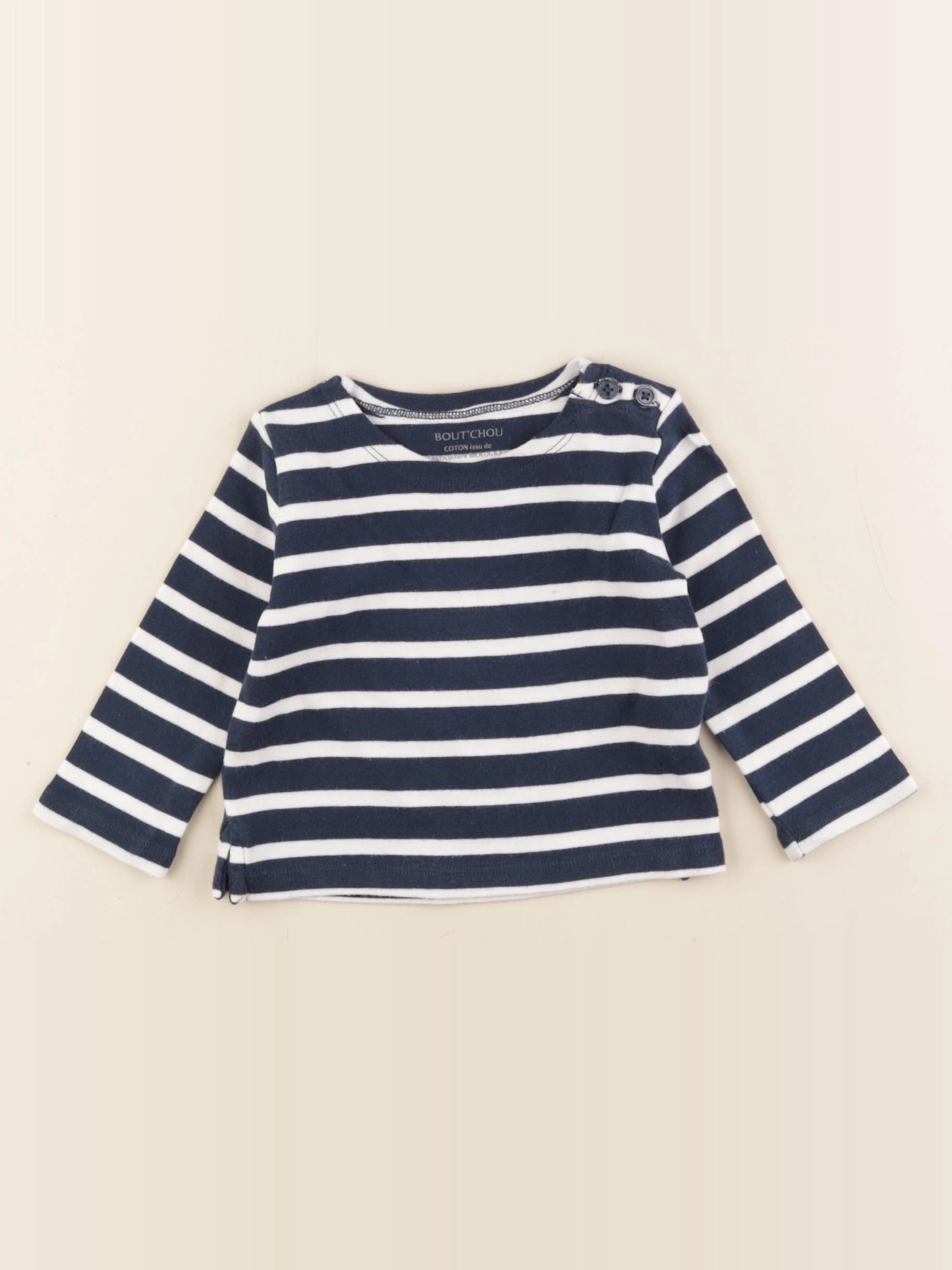 Boutchou - tee-shirt blanc, bleu - 6 mois