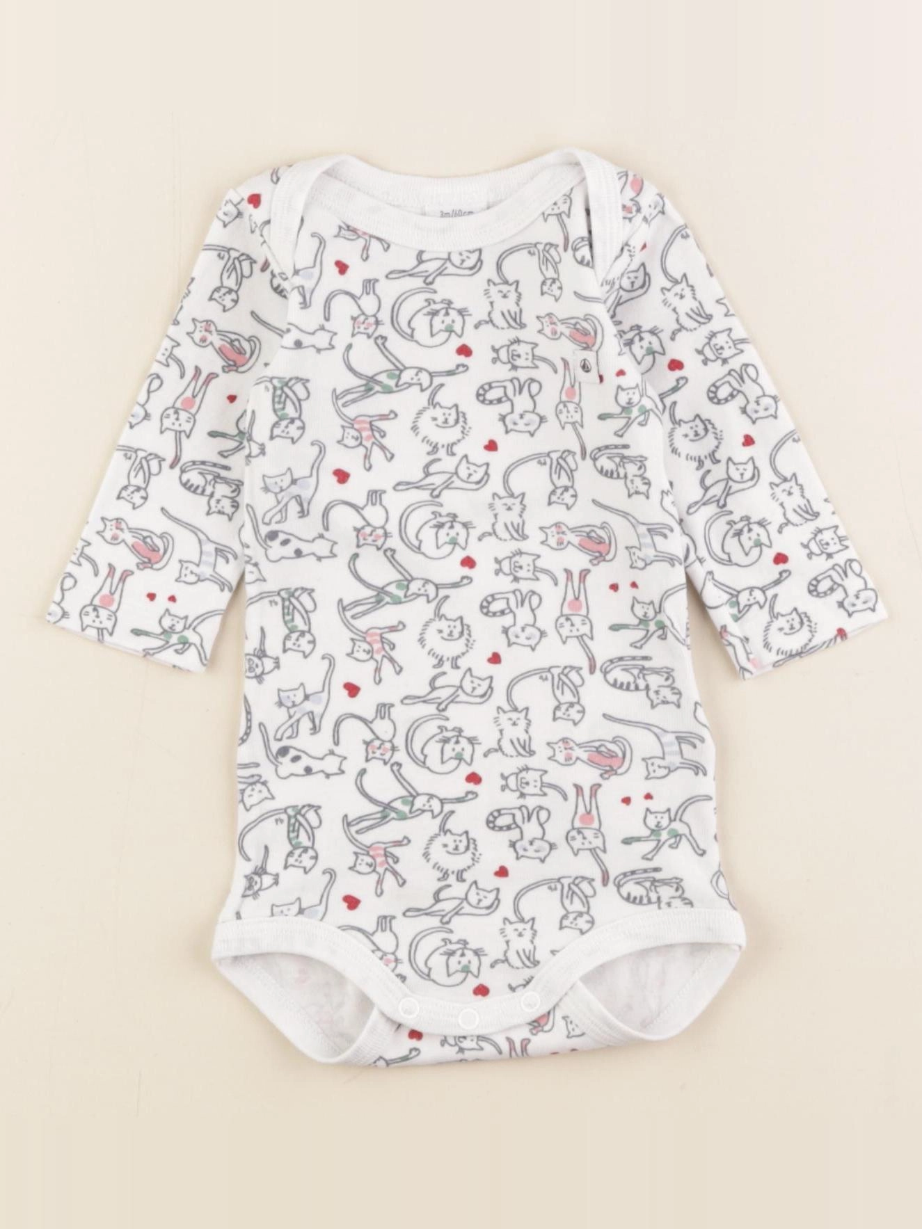 Petit Bateau - body multicolore, blanc - 3 mois