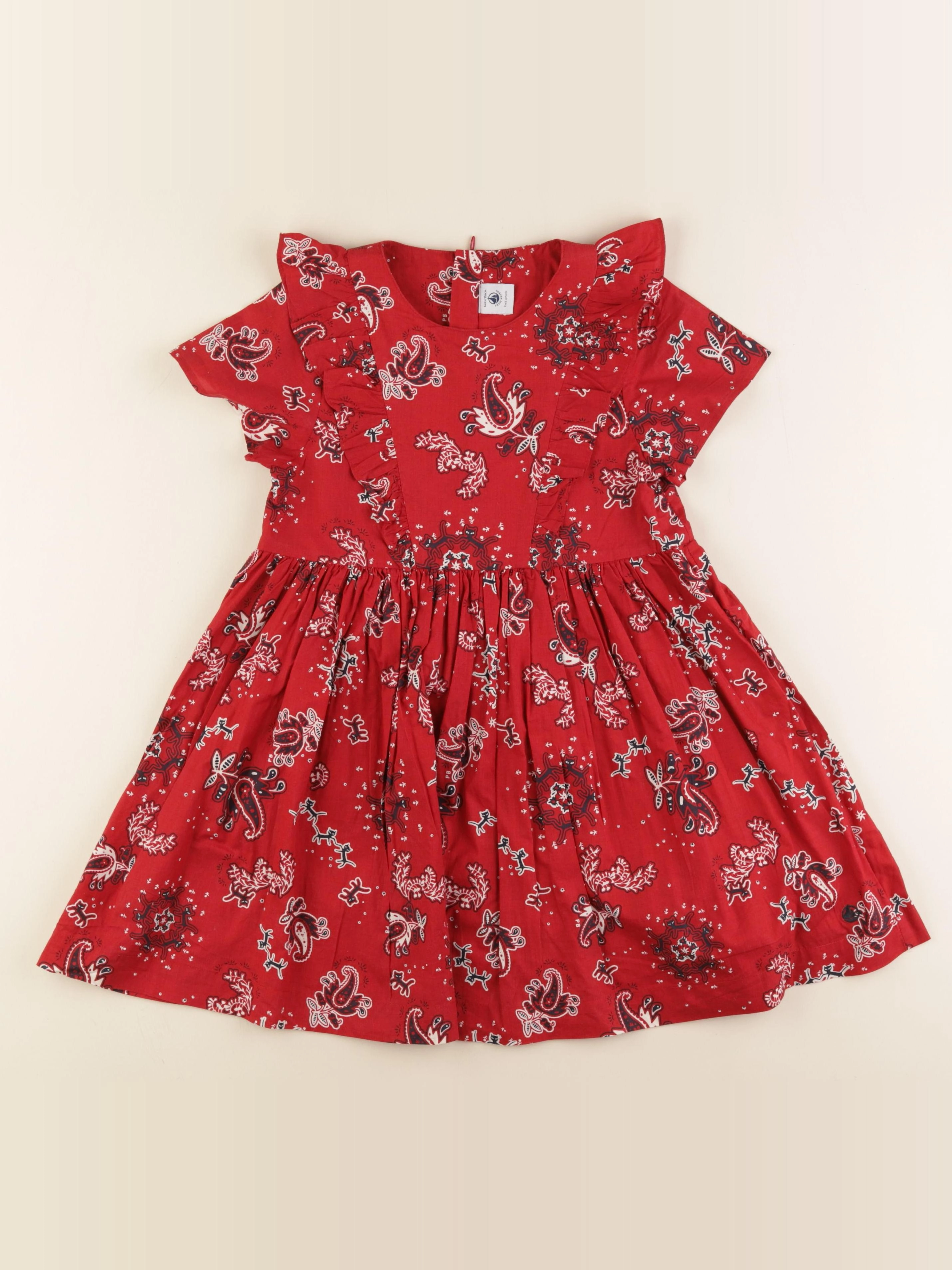 Petit Bateau - robe rouge - 6 ans
