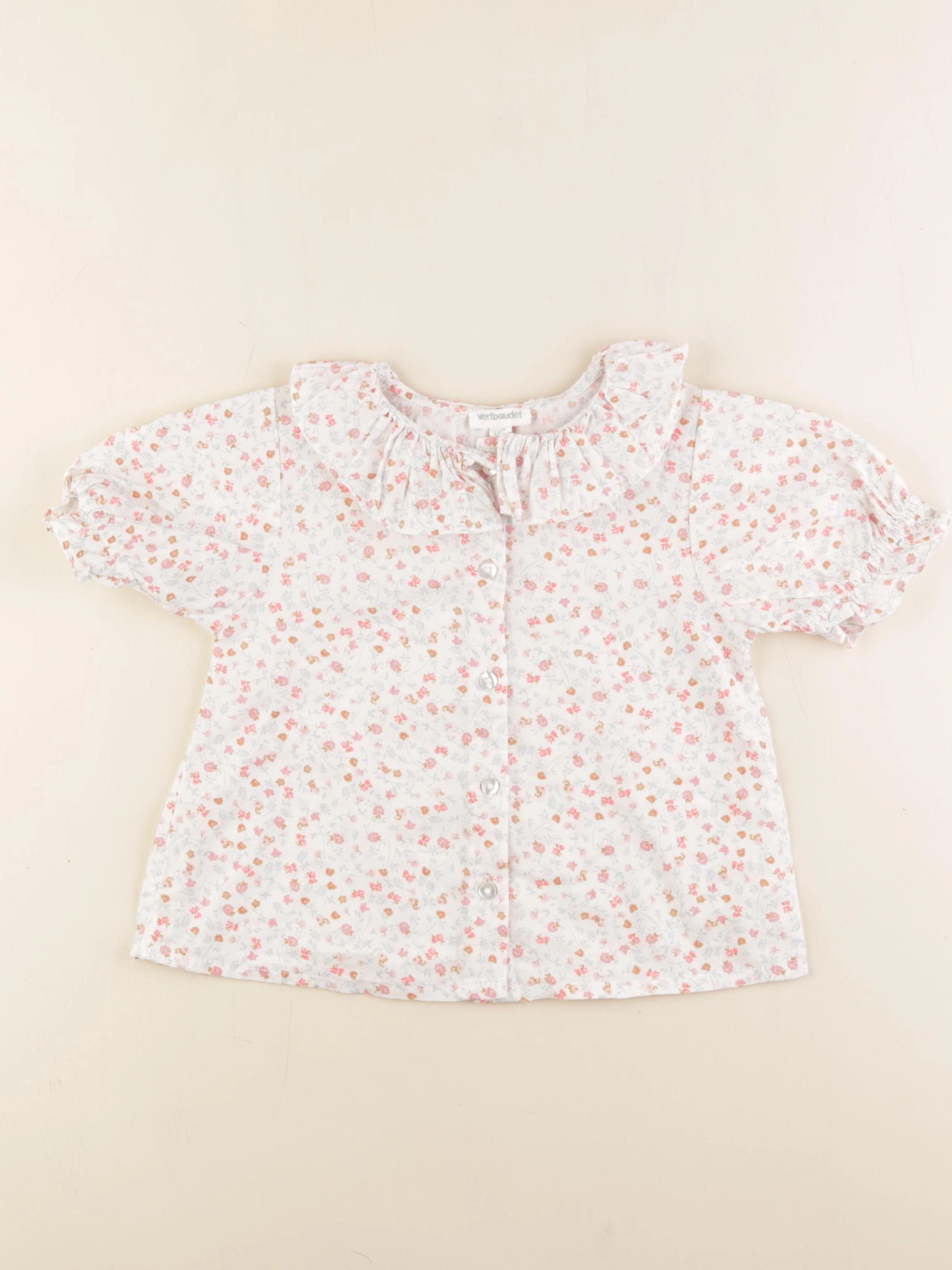 Vertbaudet - blouse blanc, bleu, rose - 4 ans