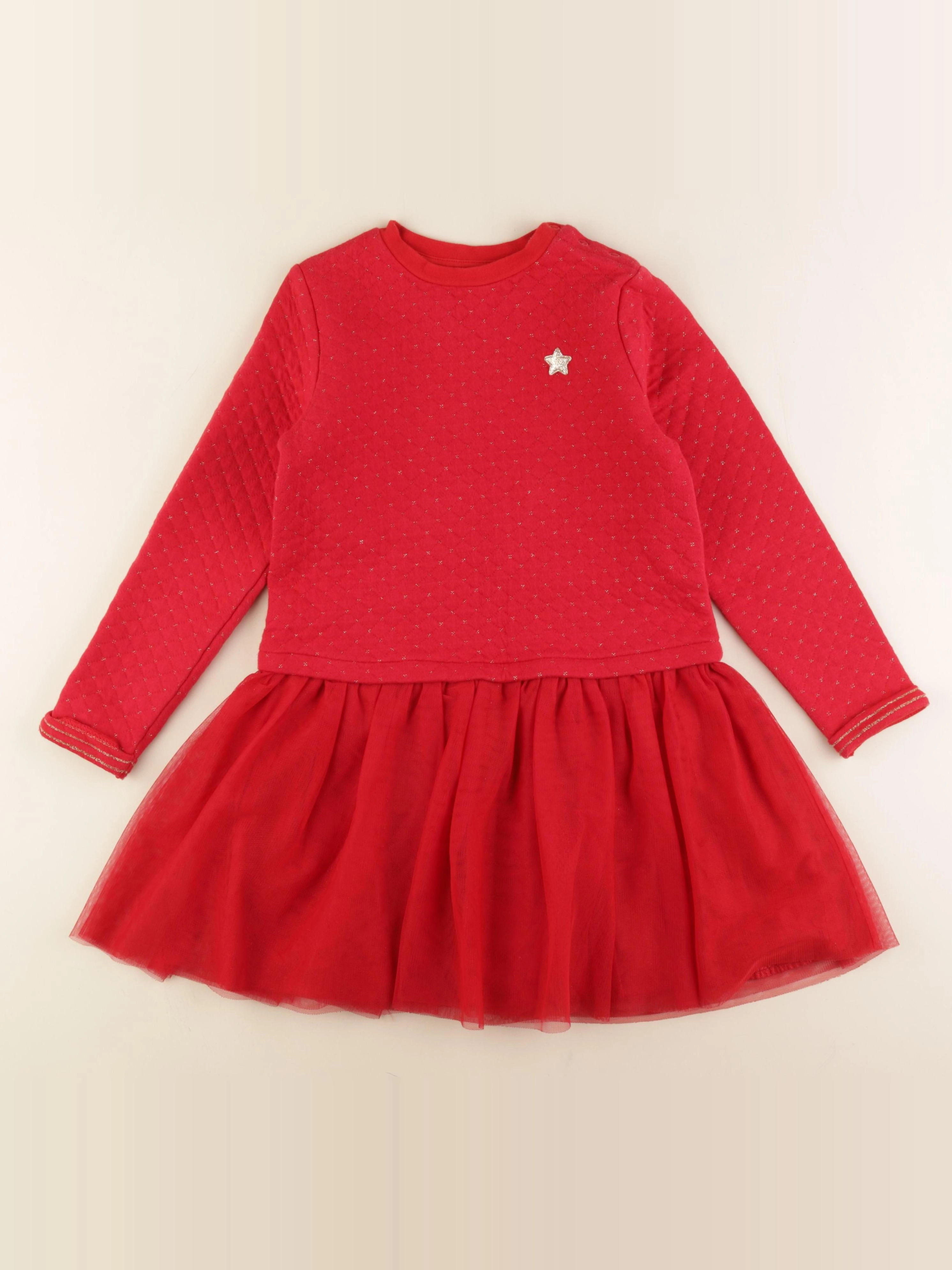 Vertbaudet - robe rouge, or - 8 ans