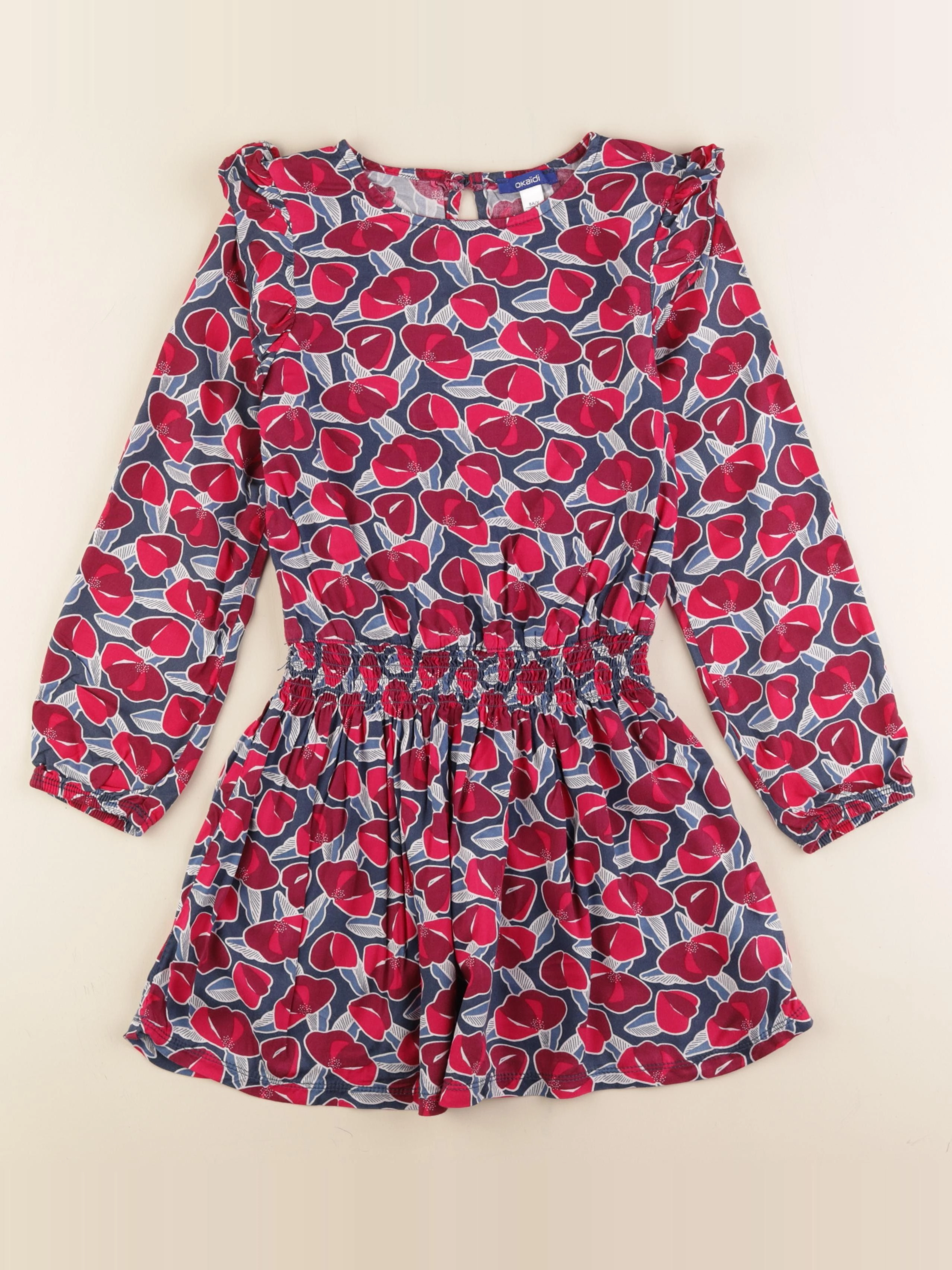 Okaidi - robe bleu, rose - 8 ans