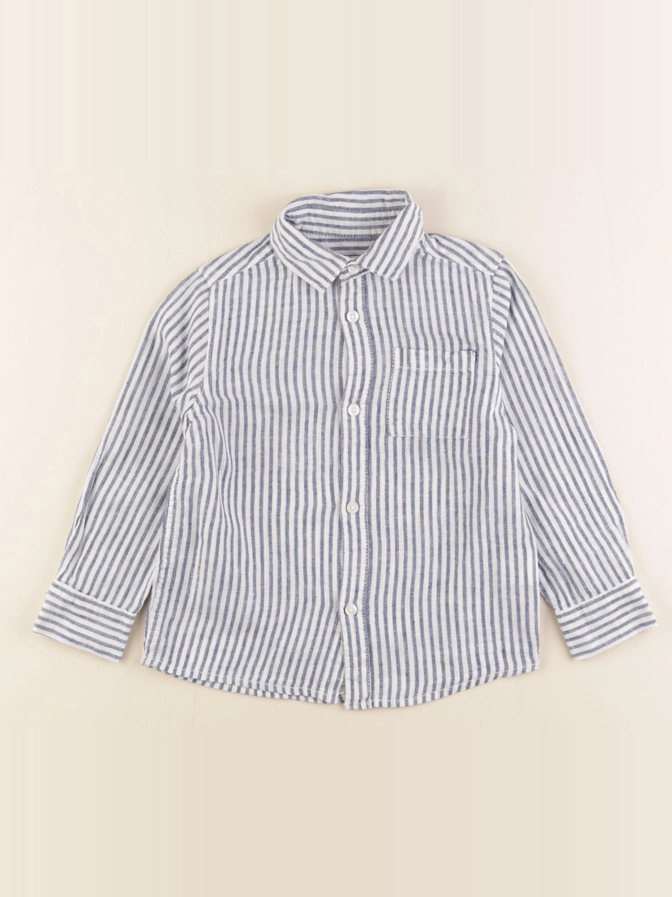 Vertbaudet - chemise bleu, blanc - 4 ans