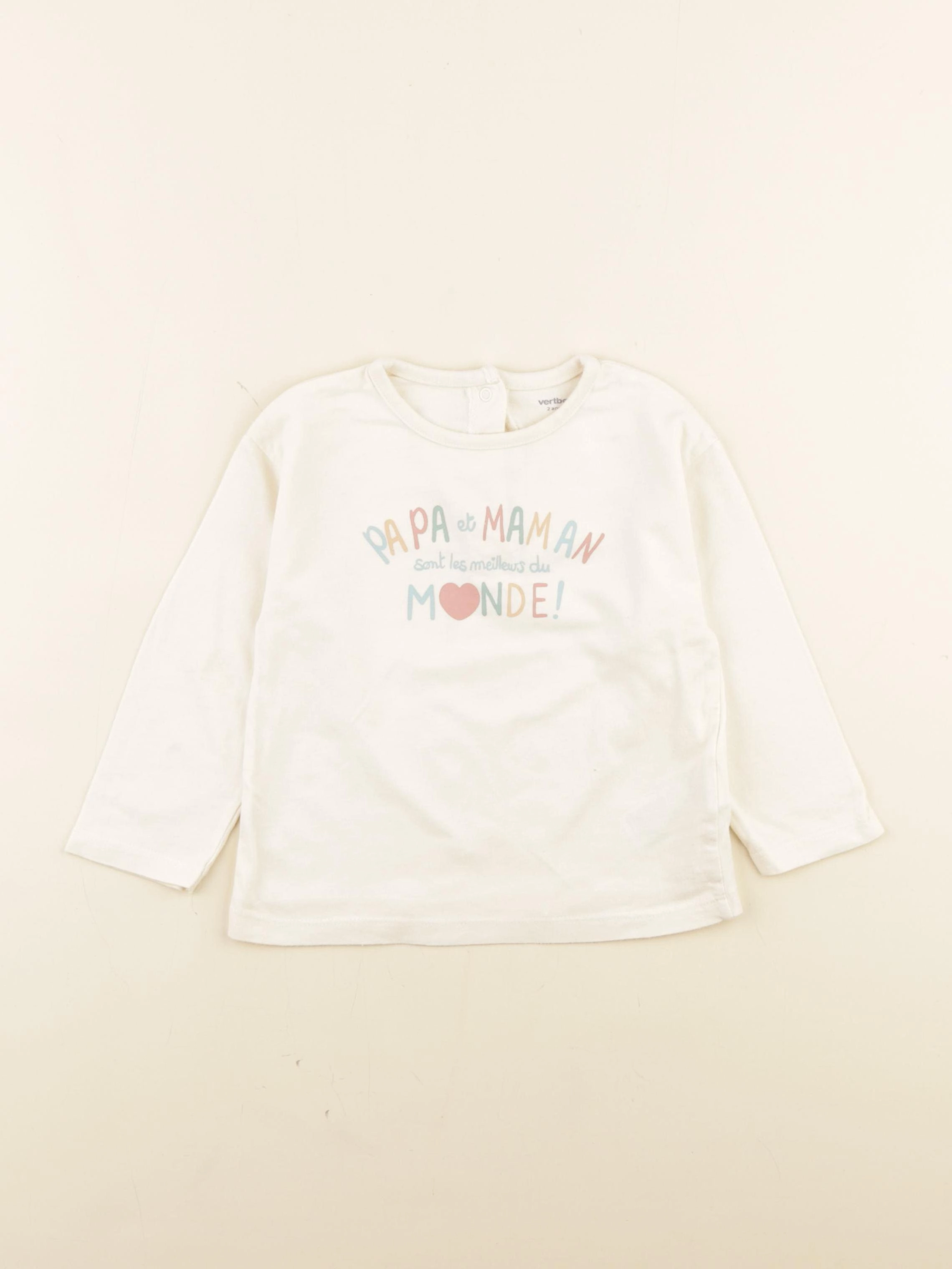 Vertbaudet - tee-shirt beige - 2 ans