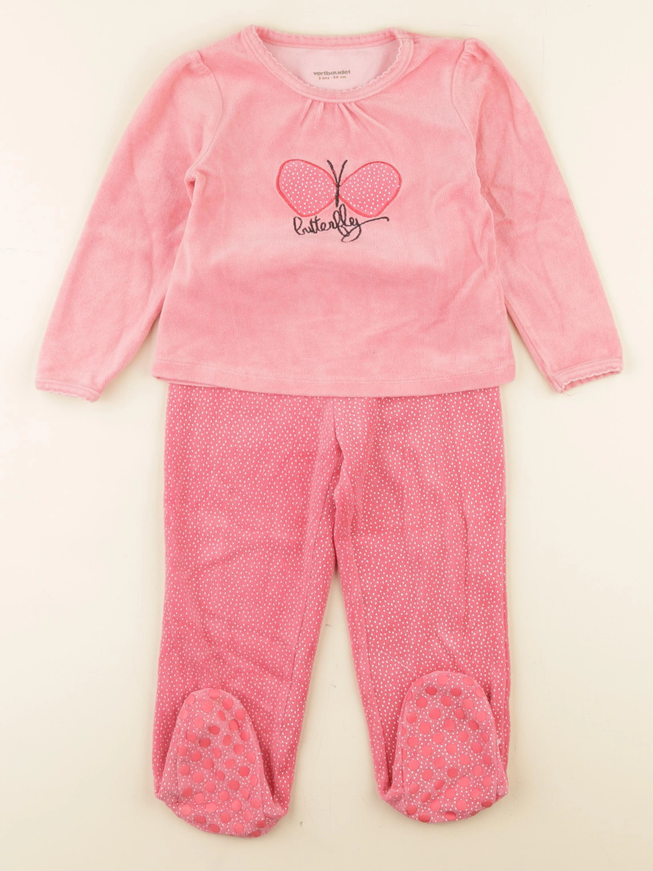 Vertbaudet - pyjama velours rose - 3 ans