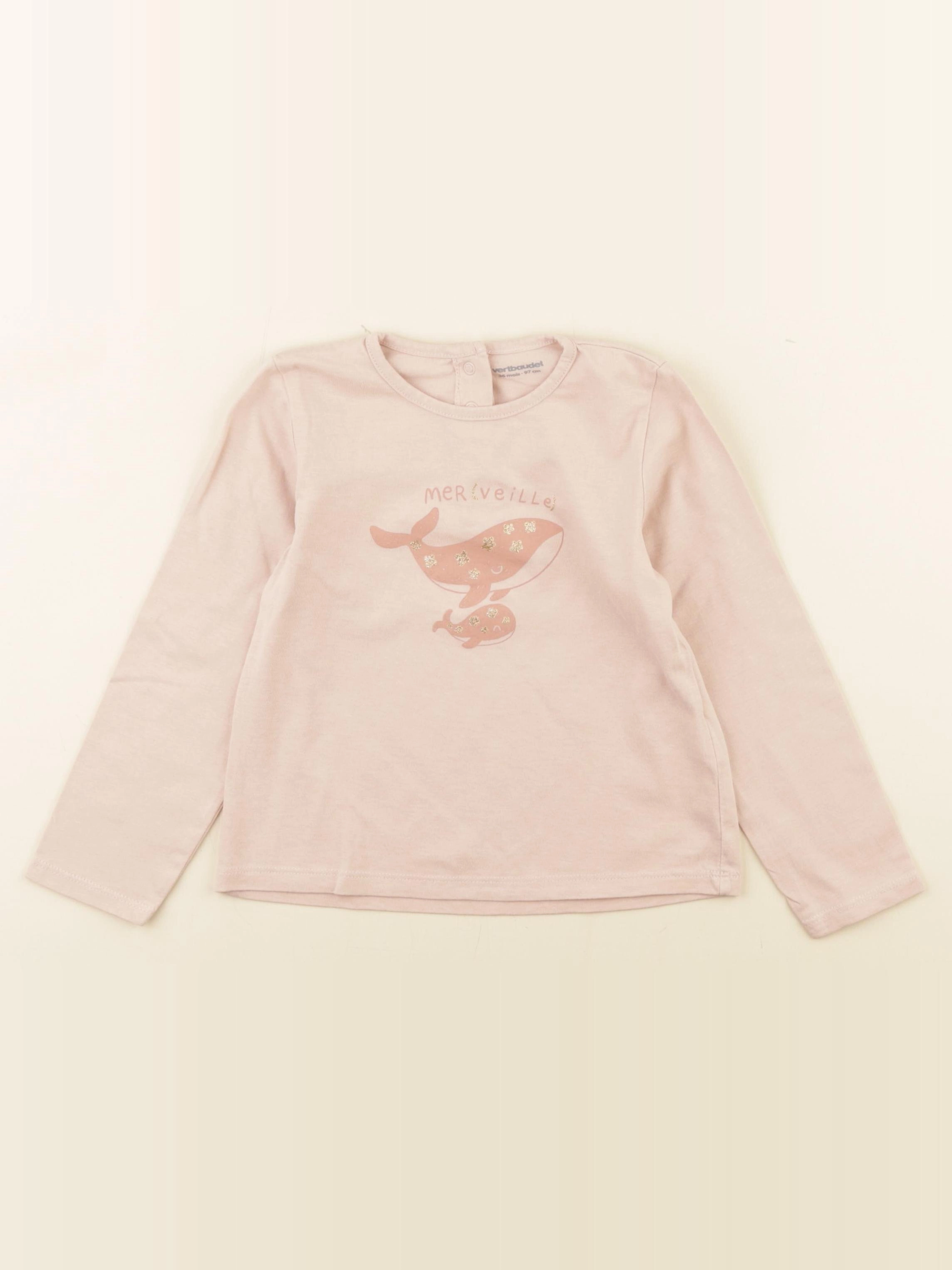 Vertbaudet - tee-shirt rose - 36 mois