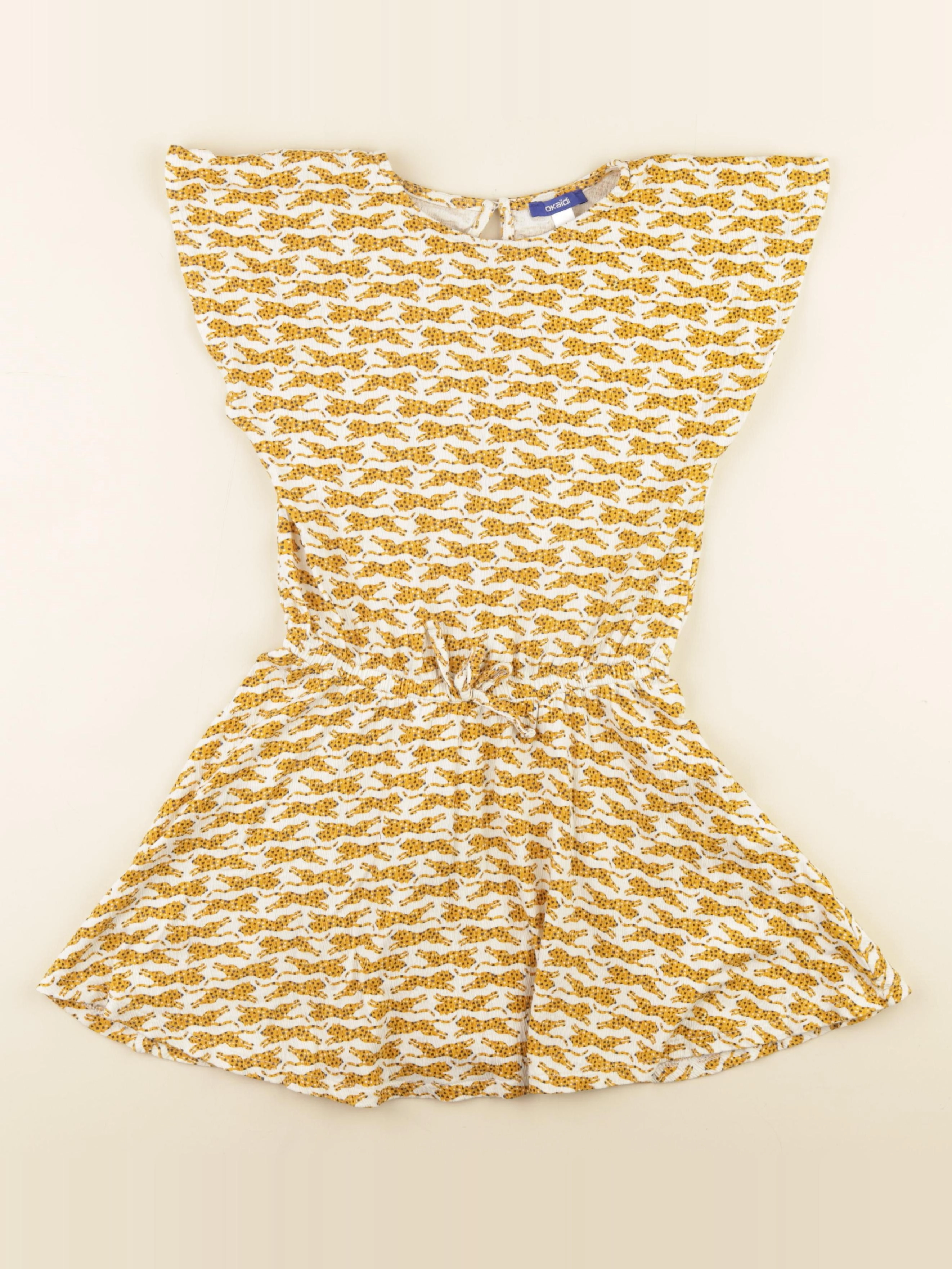 Okaidi - robe jaune, beige - 8 ans