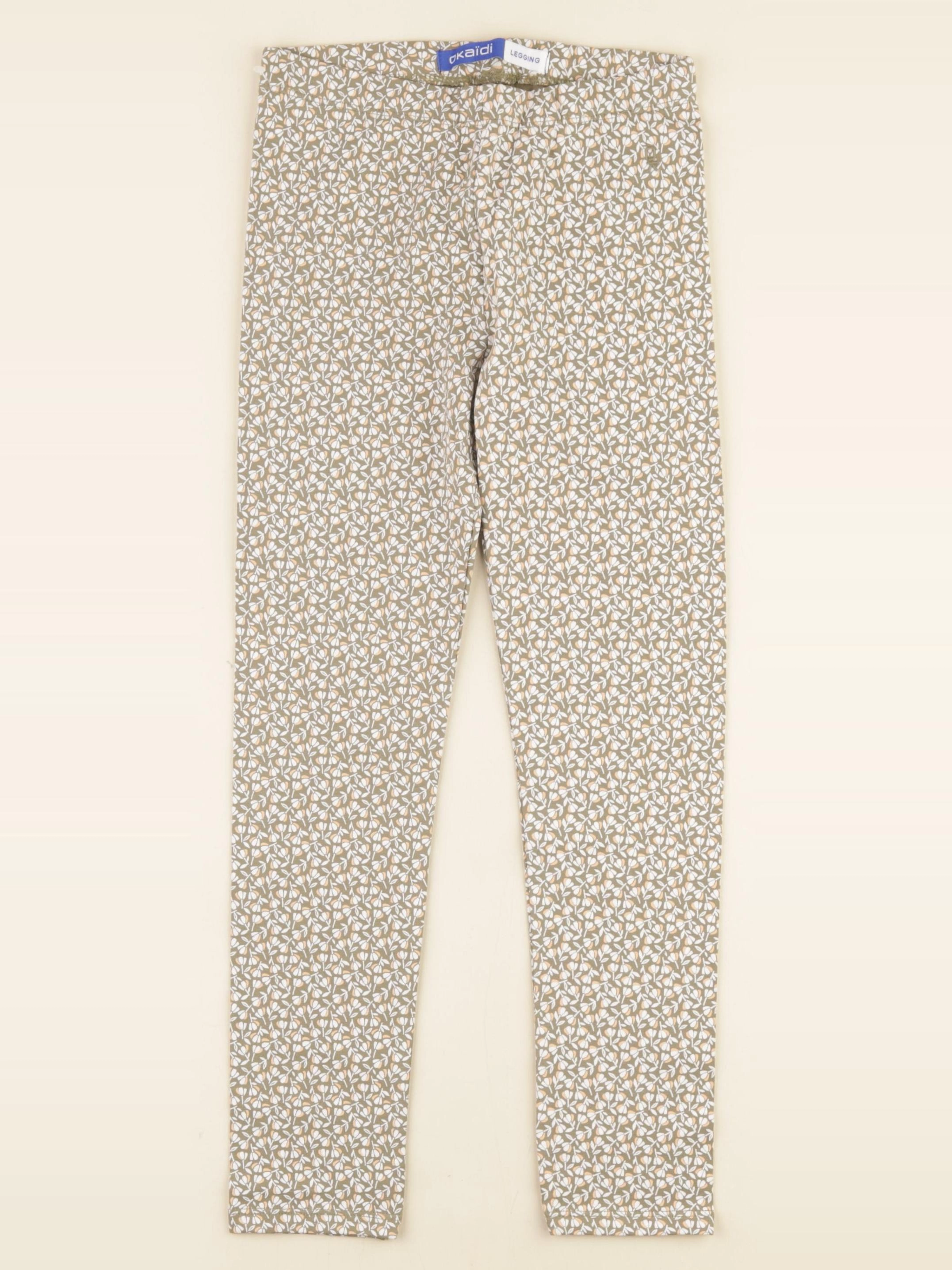 Okaidi - legging vert, blanc - 8 ans