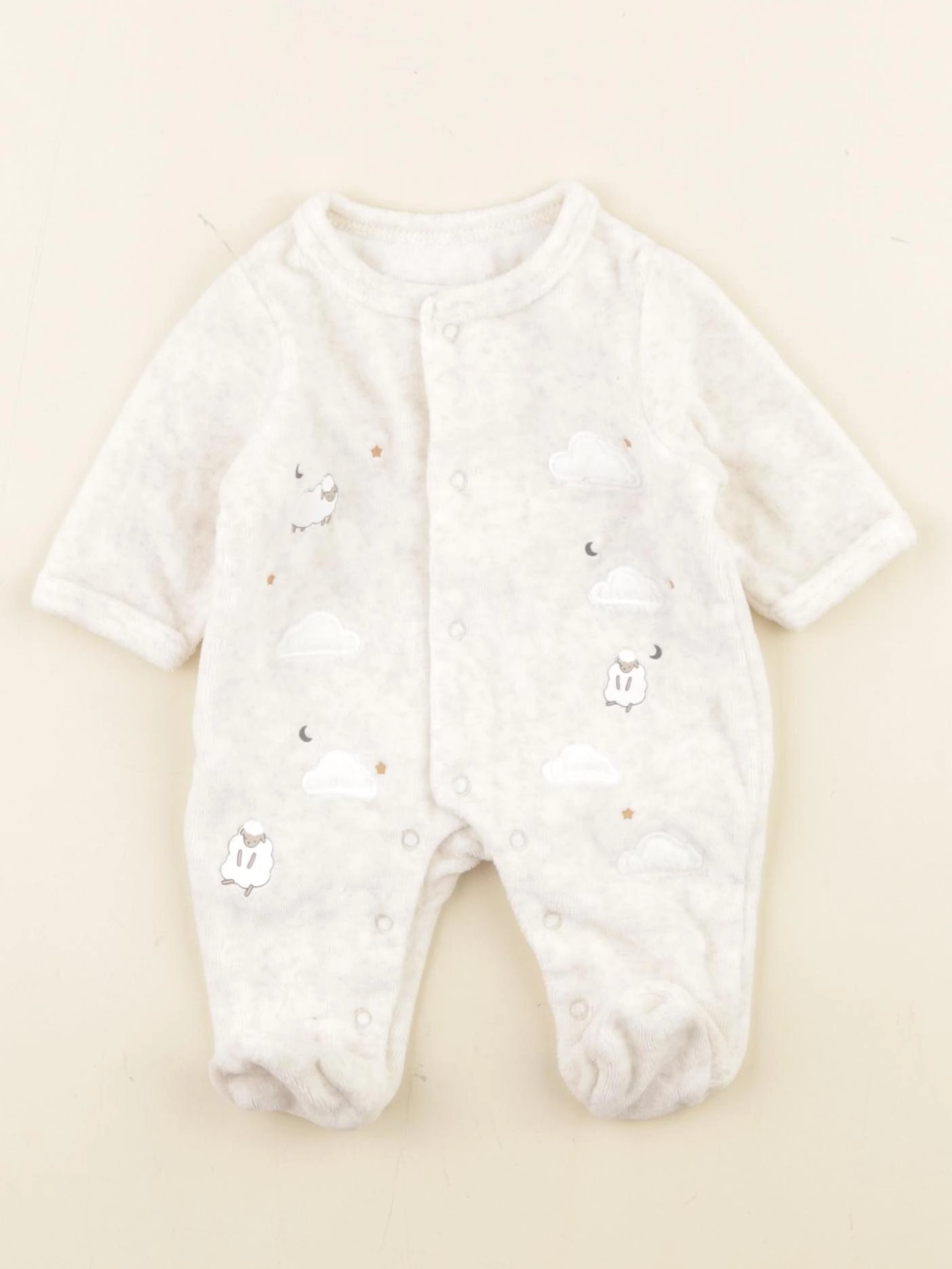 Vertbaudet - pyjama velours beige - 0 mois