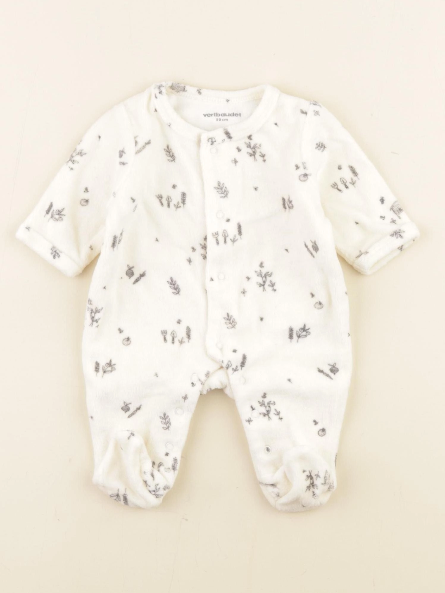 Vertbaudet - pyjama velours beige - 0 mois