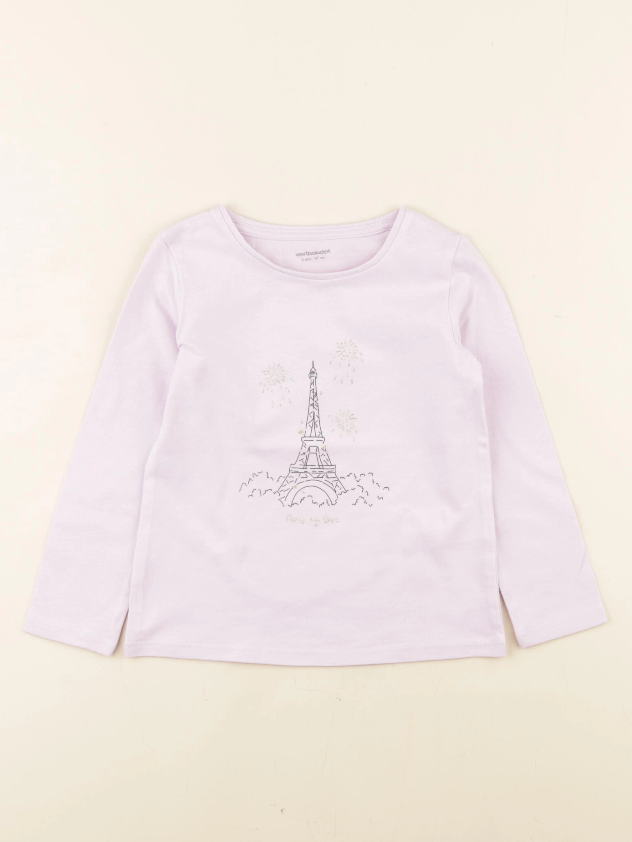 Vertbaudet - tee-shirt violet, or - 3 ans