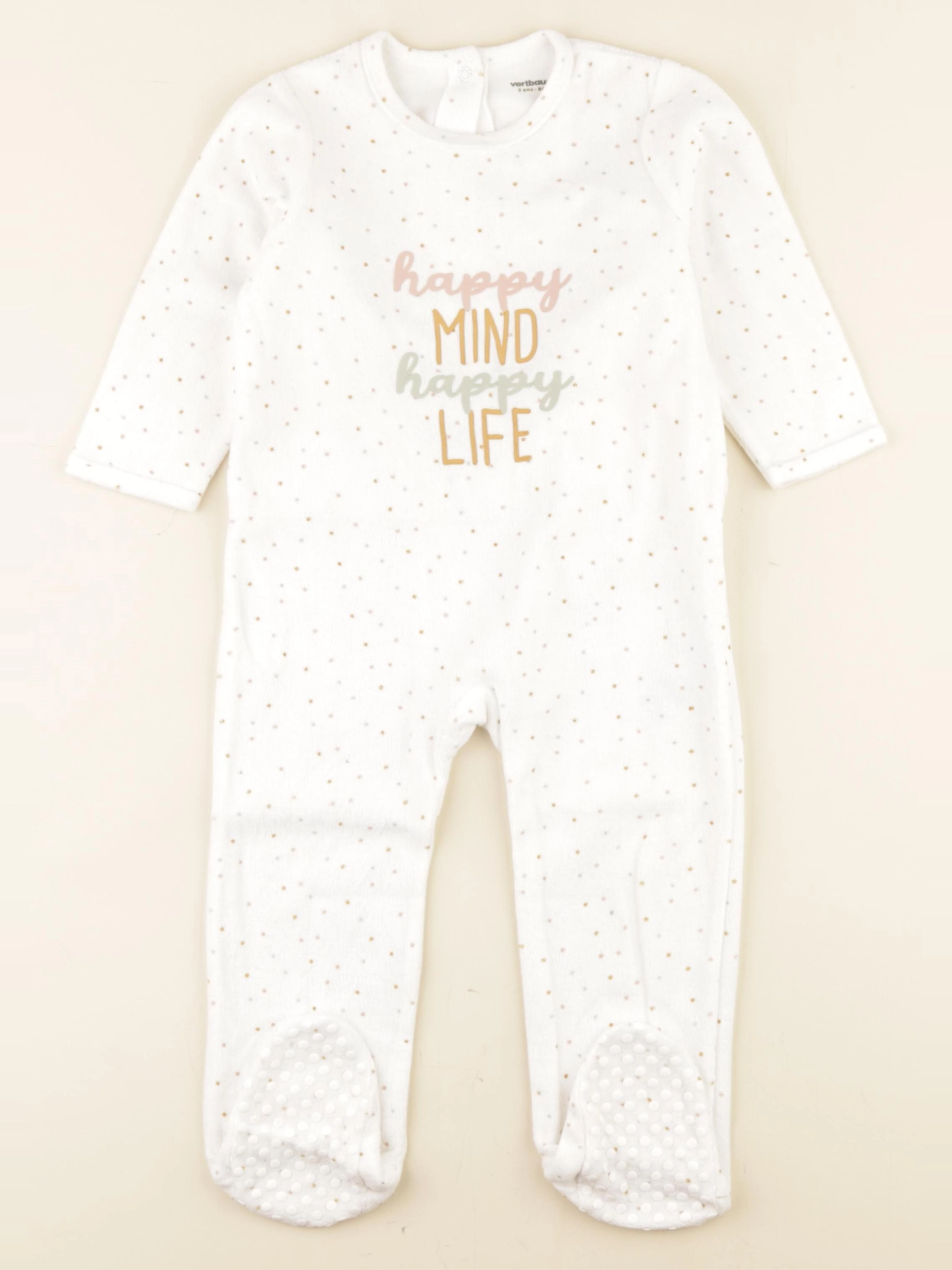 Vertbaudet - pyjama velours blanc - 2 ans