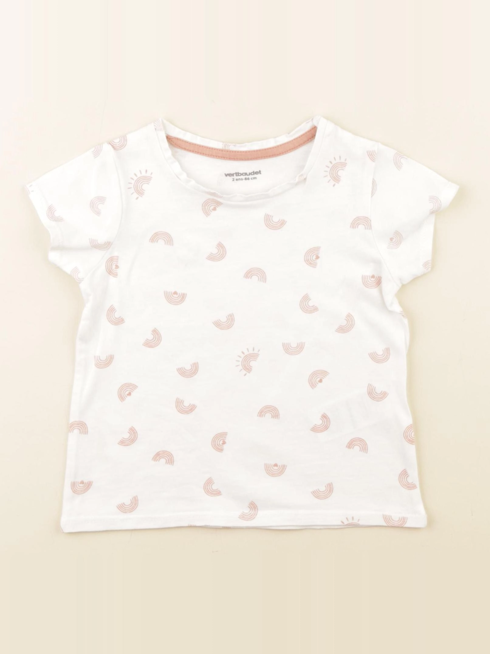 Vertbaudet - tee-shirt velours blanc - 2 ans
