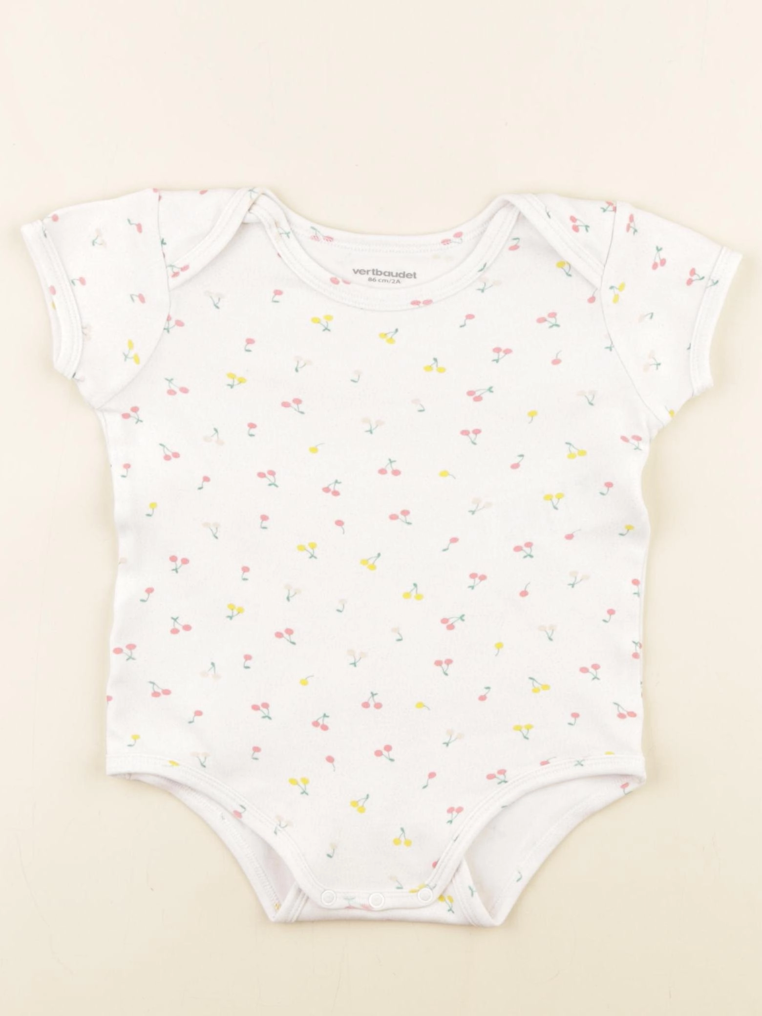 Vertbaudet - body rose, blanc - 2 ans