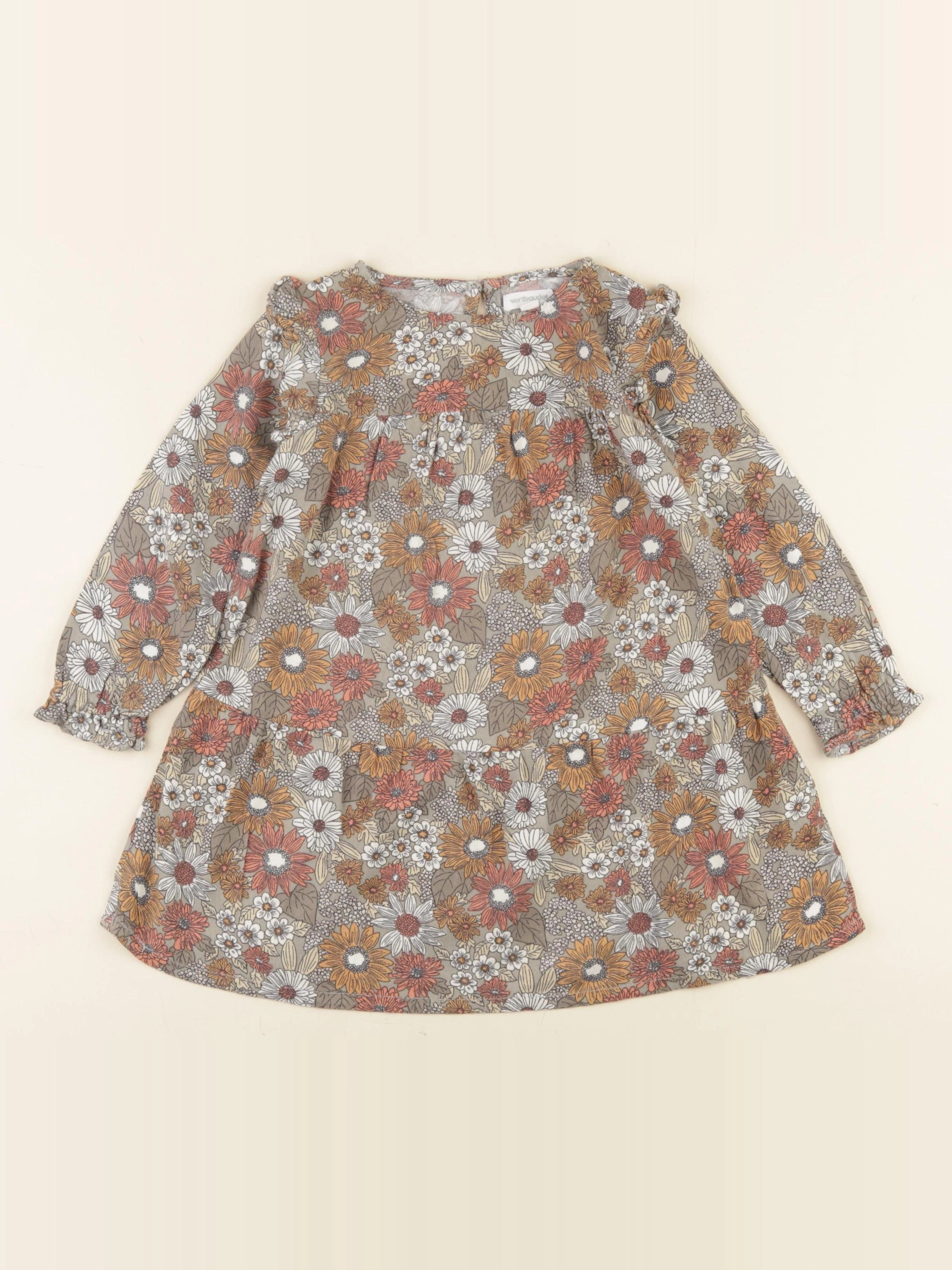 Vertbaudet - robe marron, vert - 3 ans