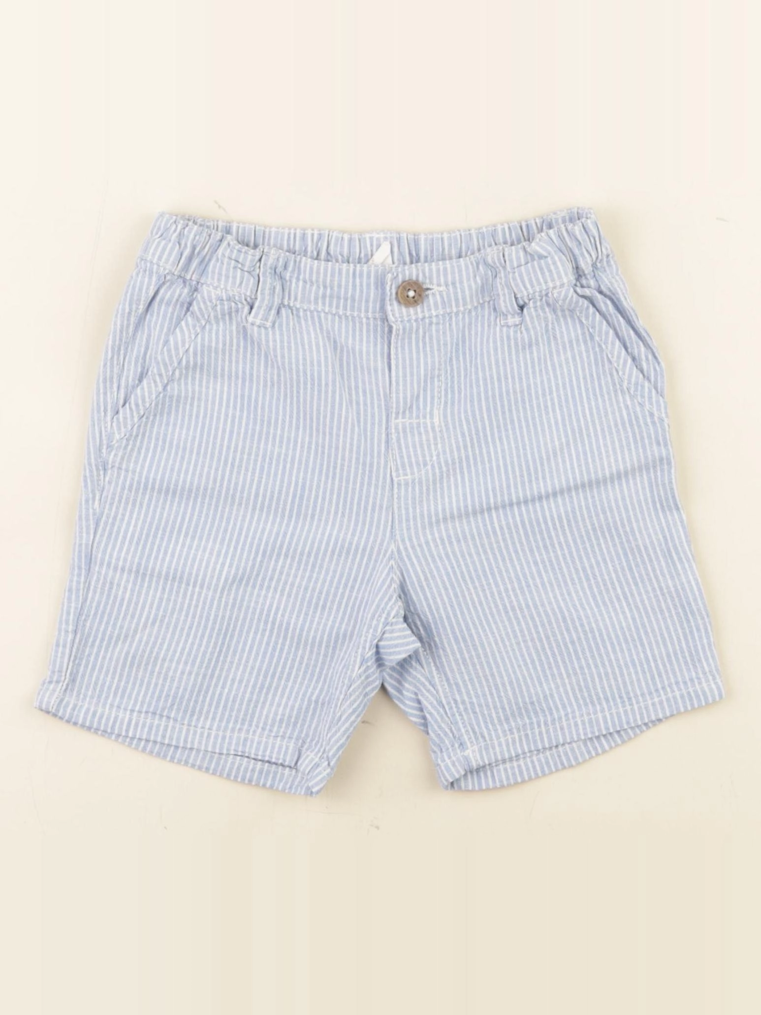 H&M - short bleu, blanc - 12/18 mois