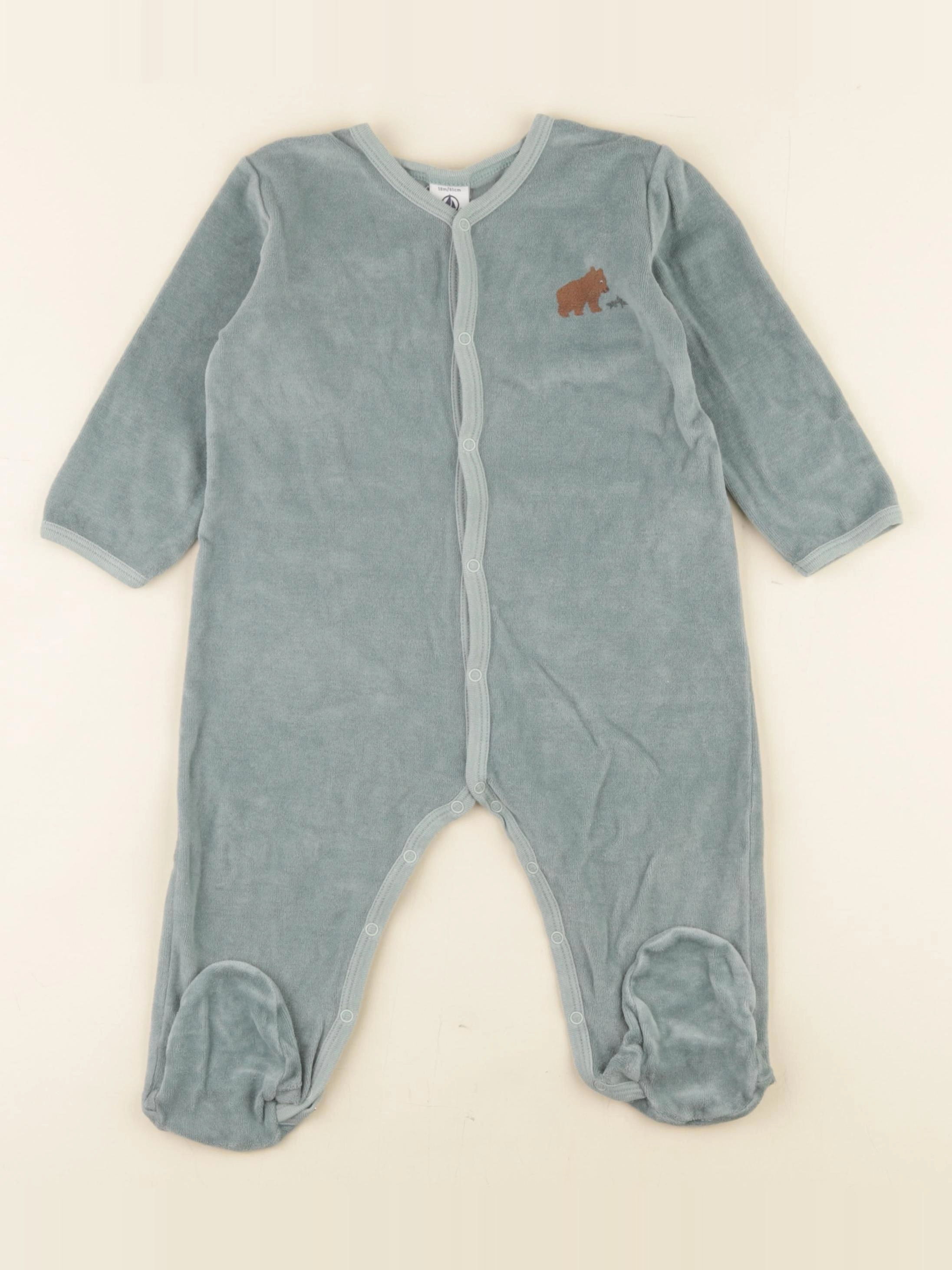 Petit Bateau - pyjama velours vert - 24 mois