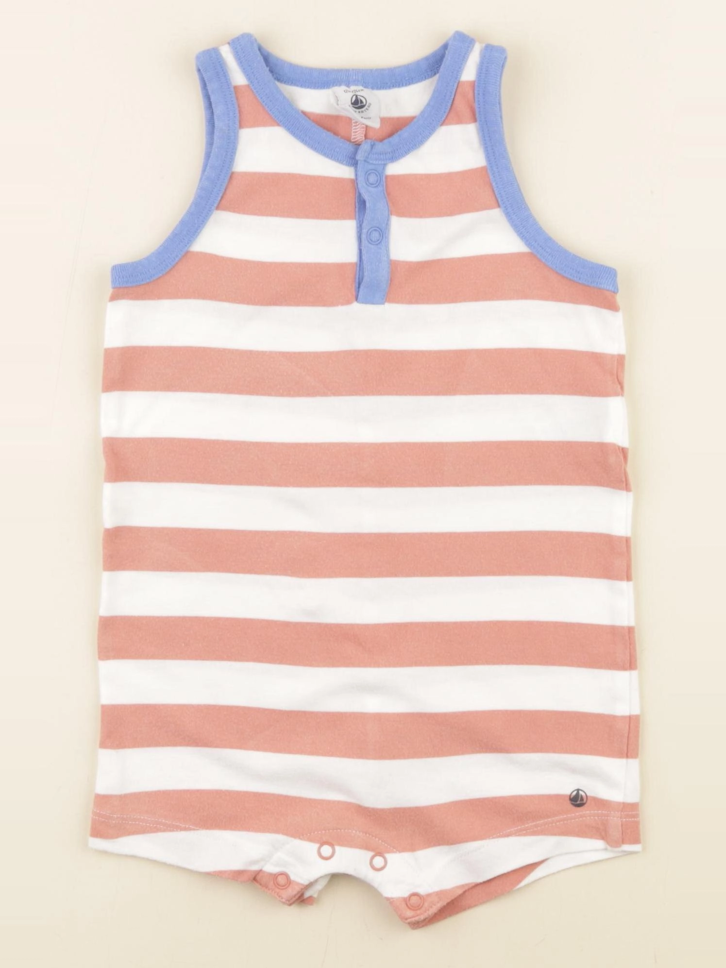 Petit Bateau - pyjama coton bleu, marron - 12 mois