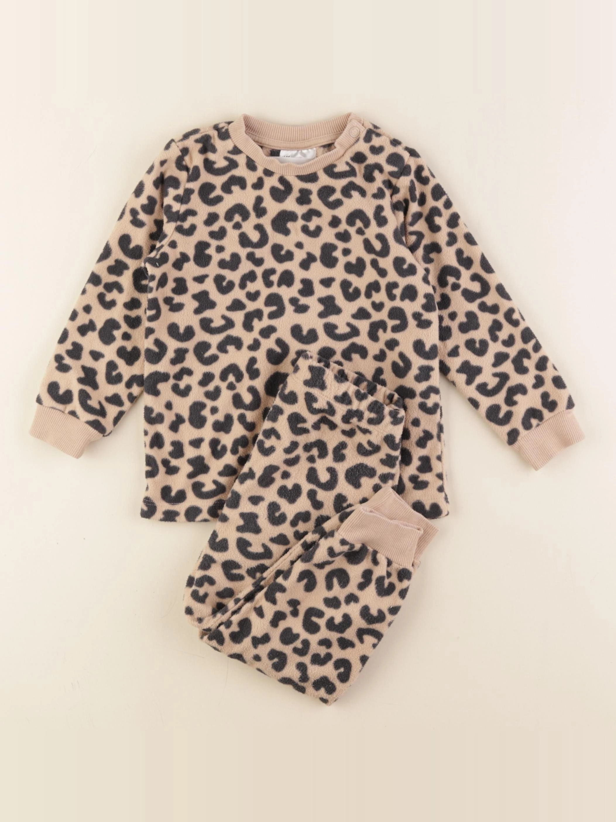 H&M - pyjama velours marron, noir - 9/12 mois