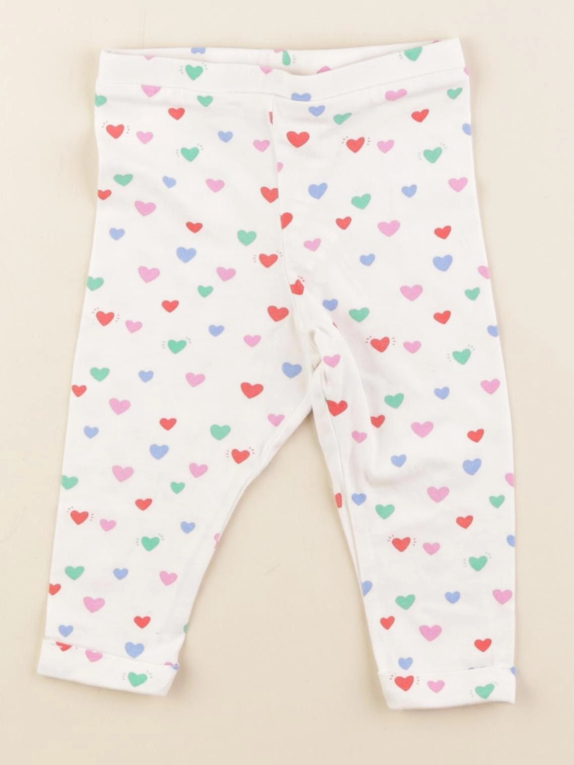 Tape à l'oeil - legging blanc, rose - 9 mois