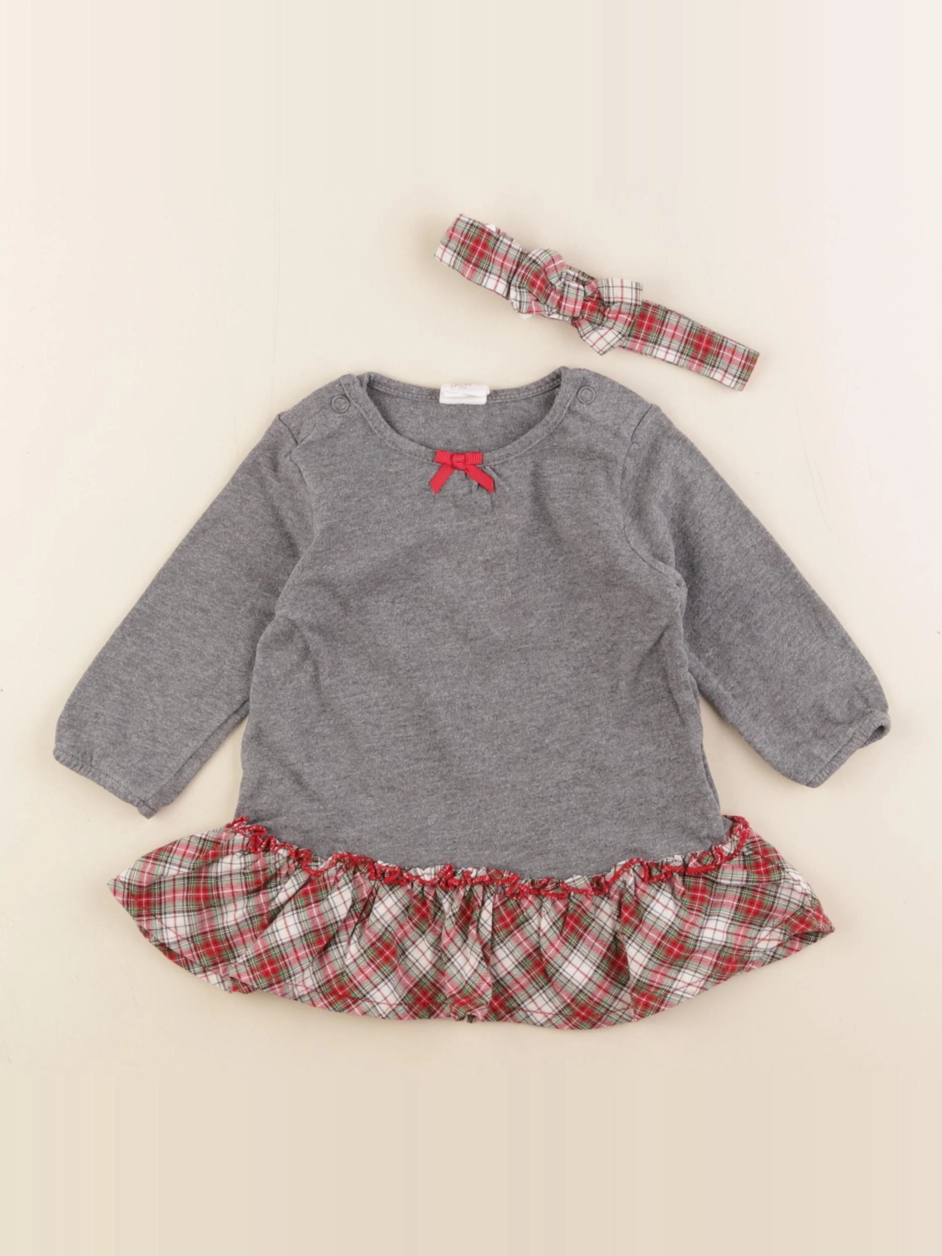 H&M - robe gris, rouge - 2/4 mois