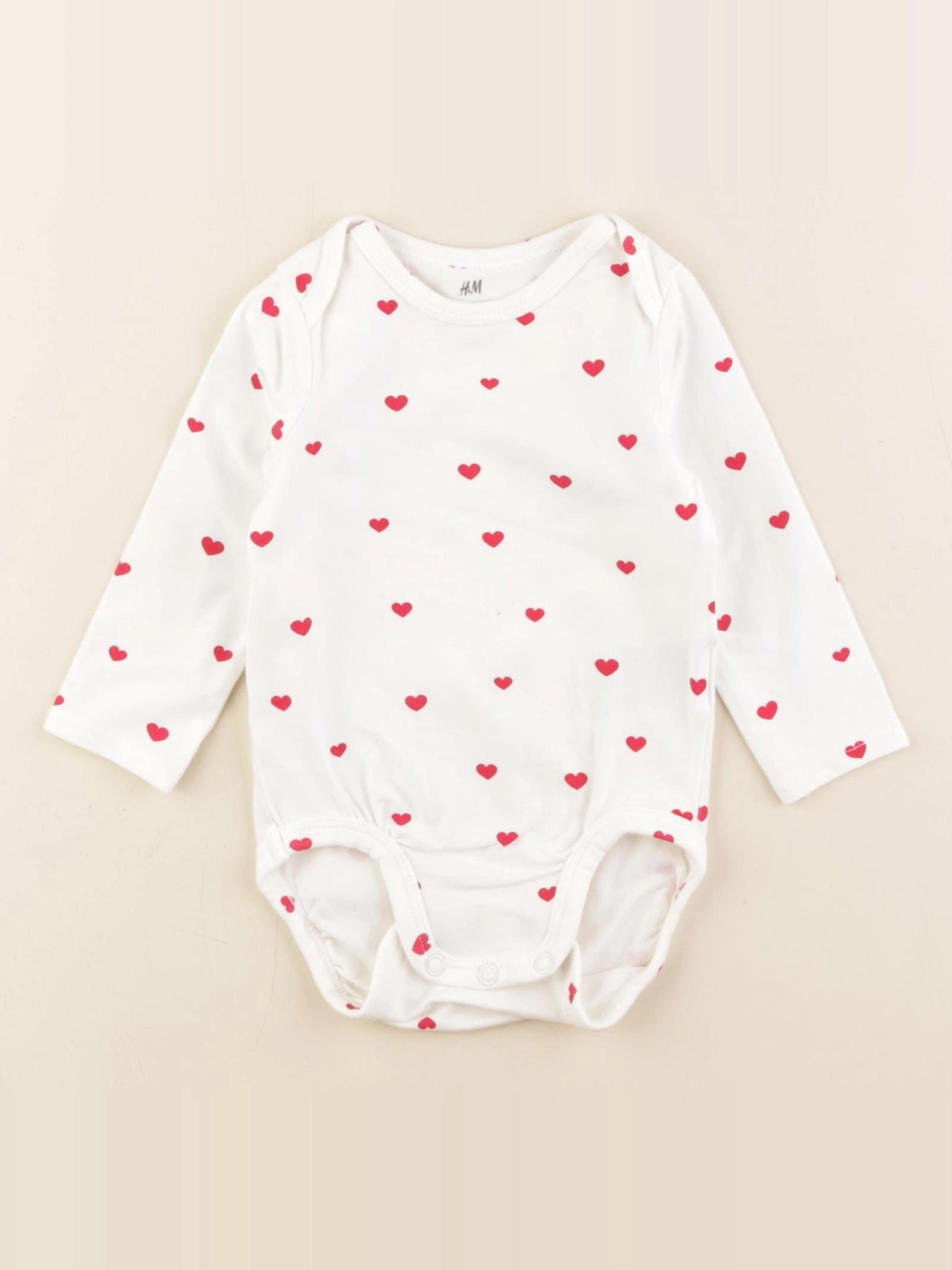 H&M - body blanc, rouge - 4/6 mois