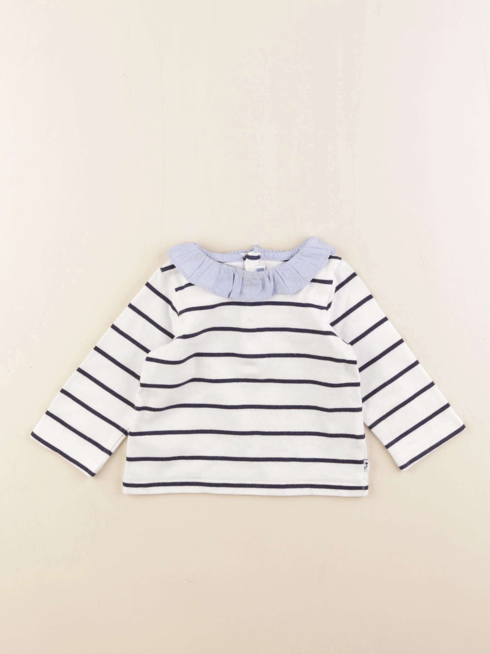 Jacadi - tee-shirt blanc, bleu - 12 mois