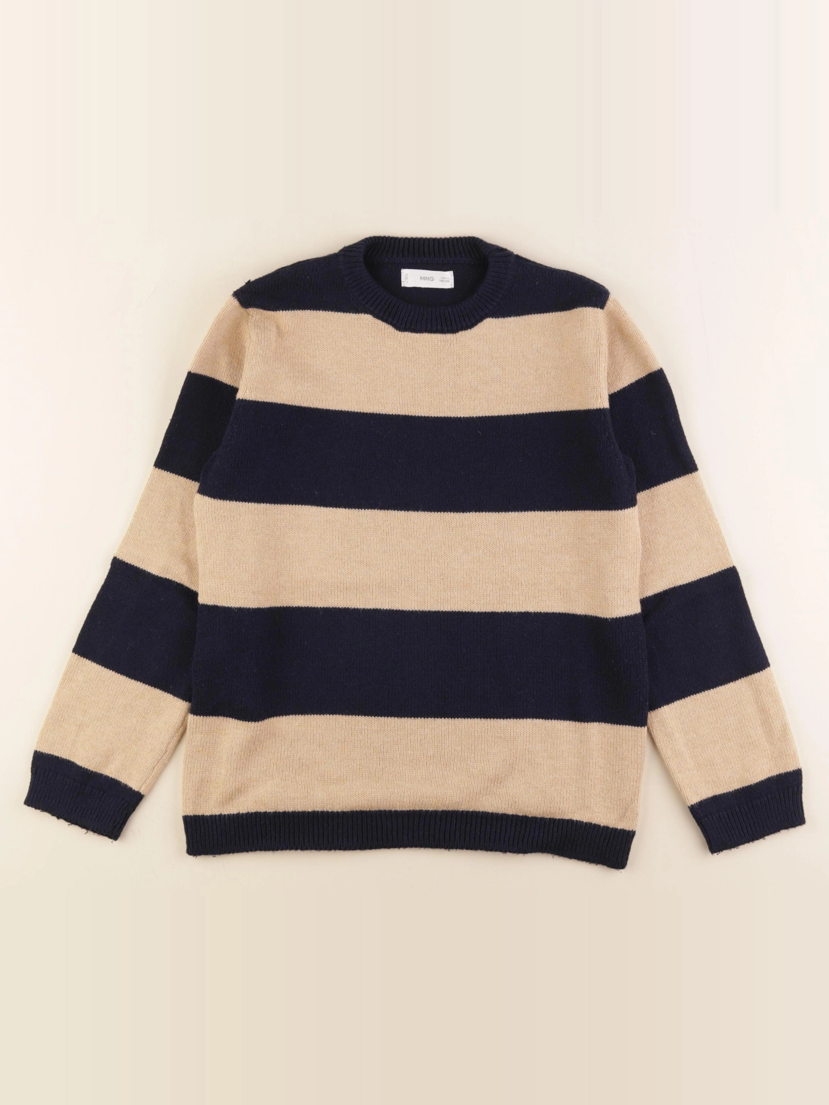 Mango - pull beige, bleu - 9/10 ans