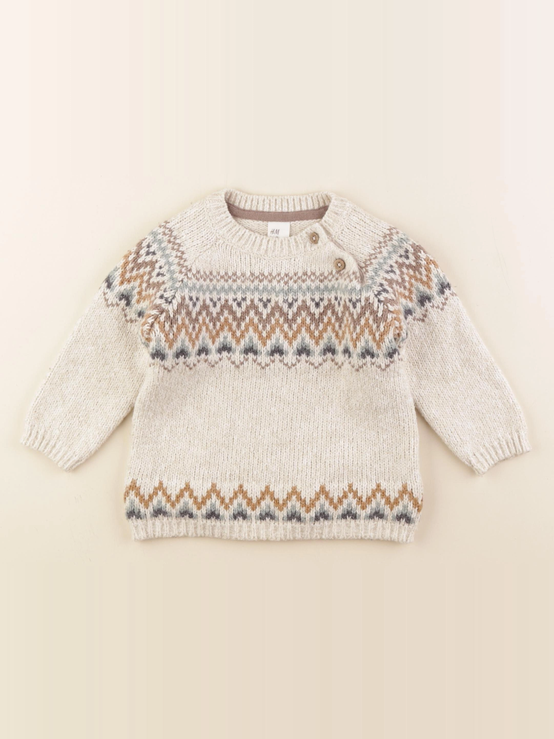 H&M - pull beige - 6/9 mois