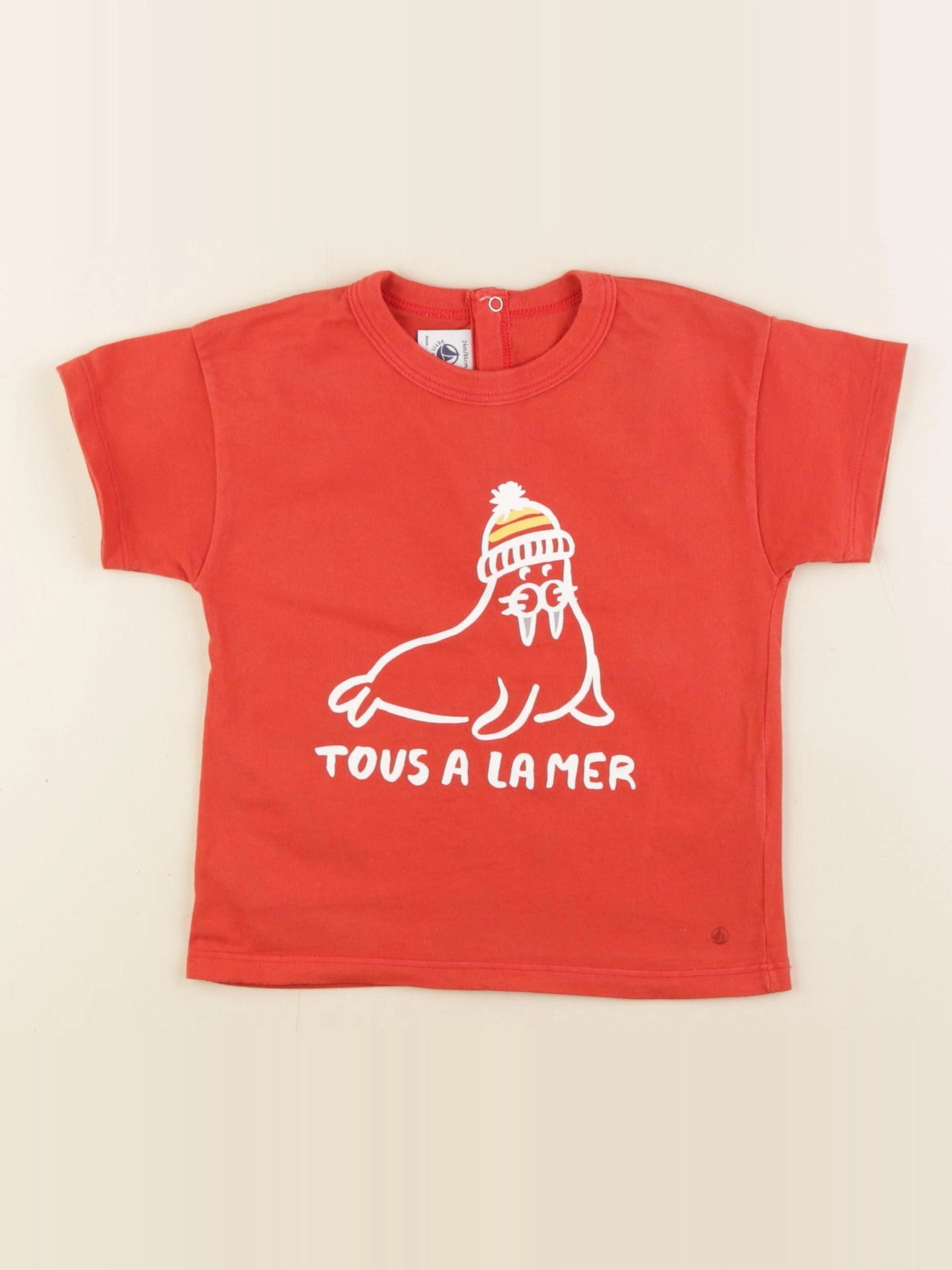 Petit Bateau - tee-shirt rouge - 24 mois