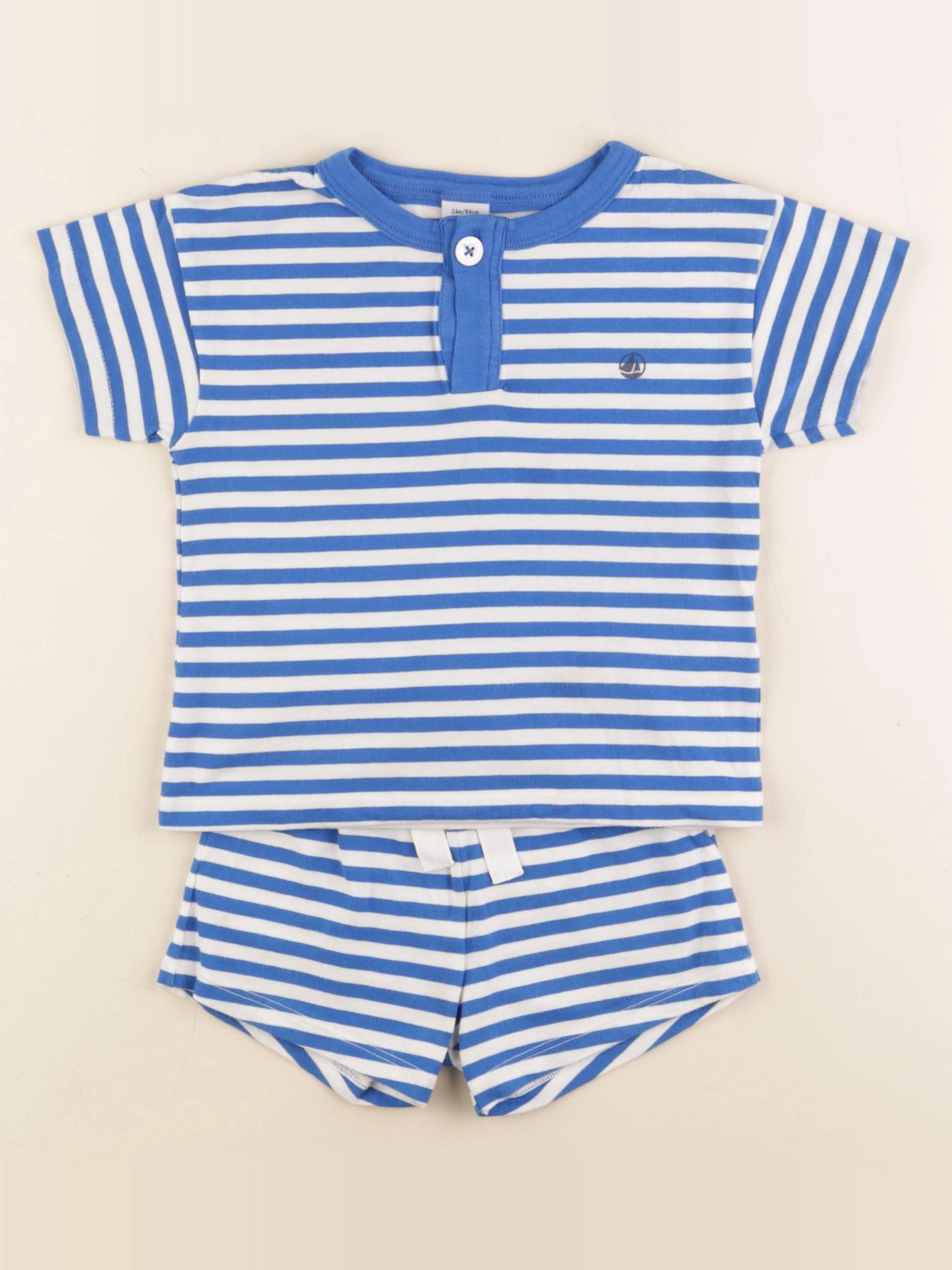 Petit Bateau - pyjama coton bleu - 24 mois