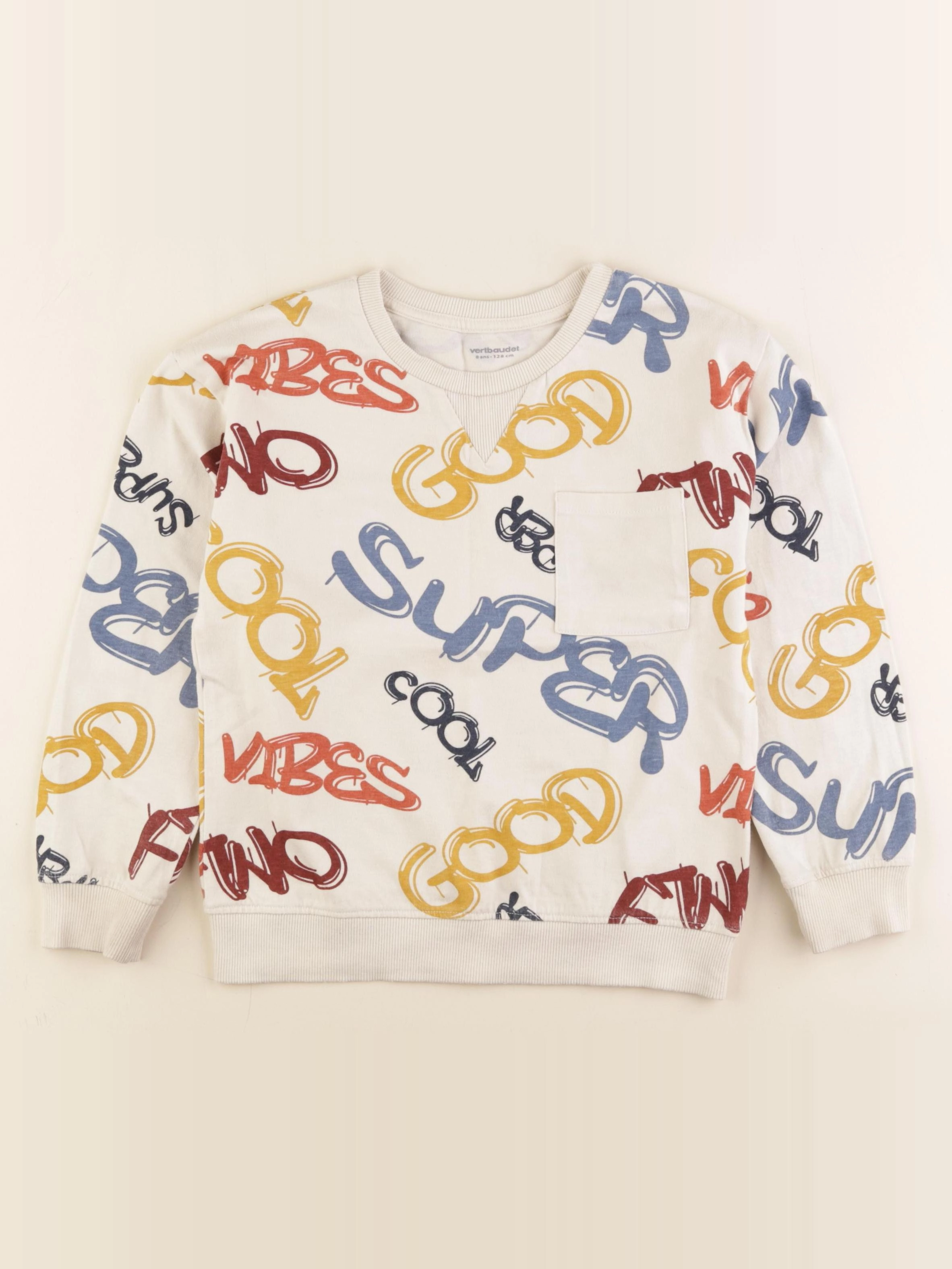 Vertbaudet - tee-shirt beige - 8 ans